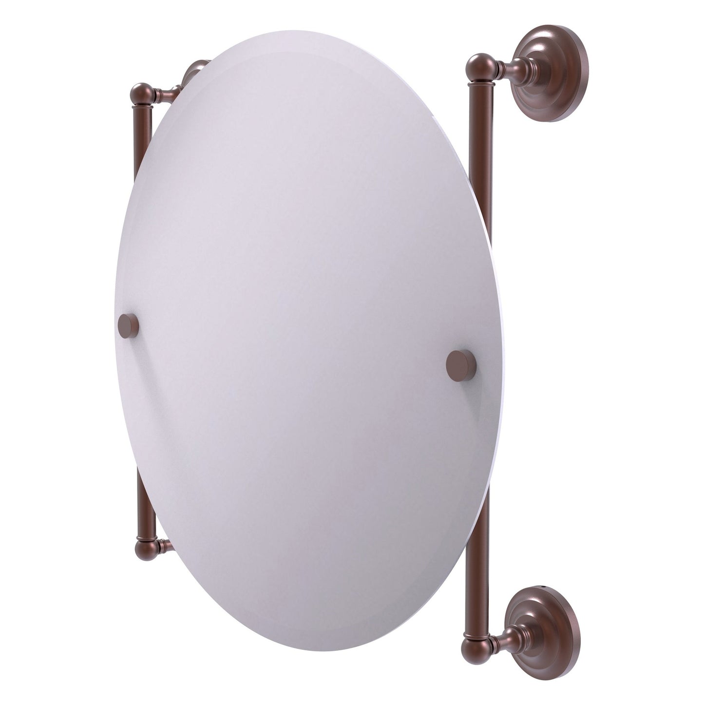 Allied Brass Que New 22" x 3.8" Antique Copper Solid Brass Round Frameless Rail Mounted Mirror