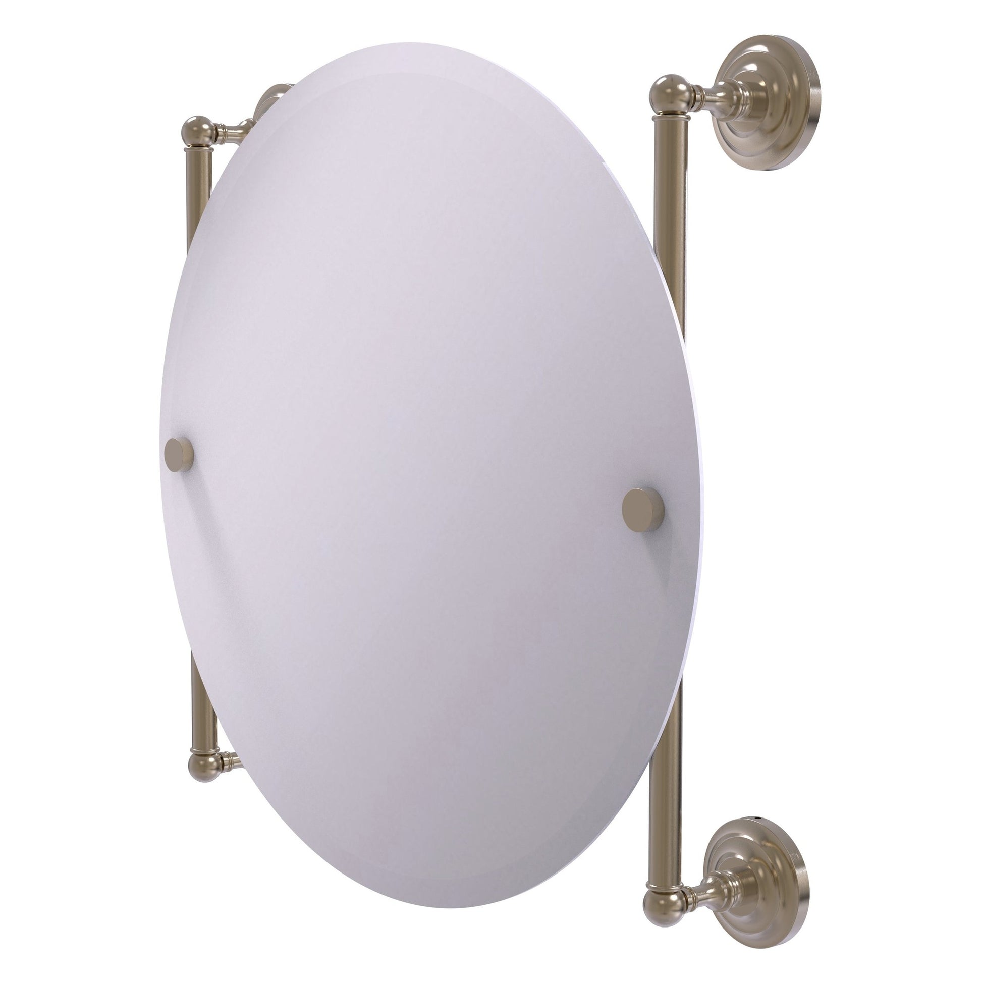 Allied Brass Que New 22" x 3.8" Antique Pewter Solid Brass Round Frameless Rail Mounted Mirror