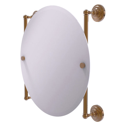 Allied Brass Que New 22" x 3.8" Brushed Bronze Solid Brass Round Frameless Rail Mounted Mirror