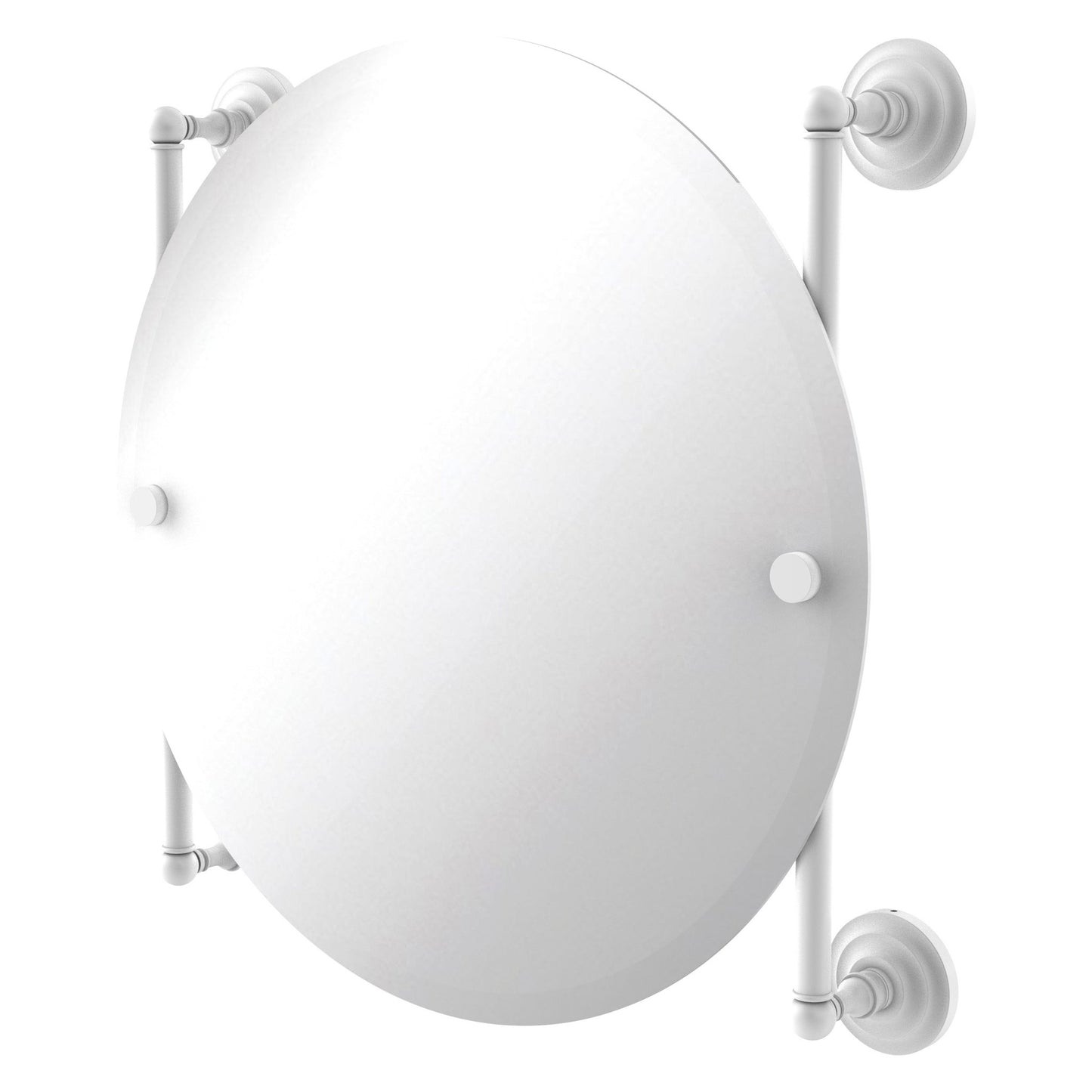 Allied Brass Que New 22" x 3.8" Matte White Solid Brass Round Frameless Rail Mounted Mirror