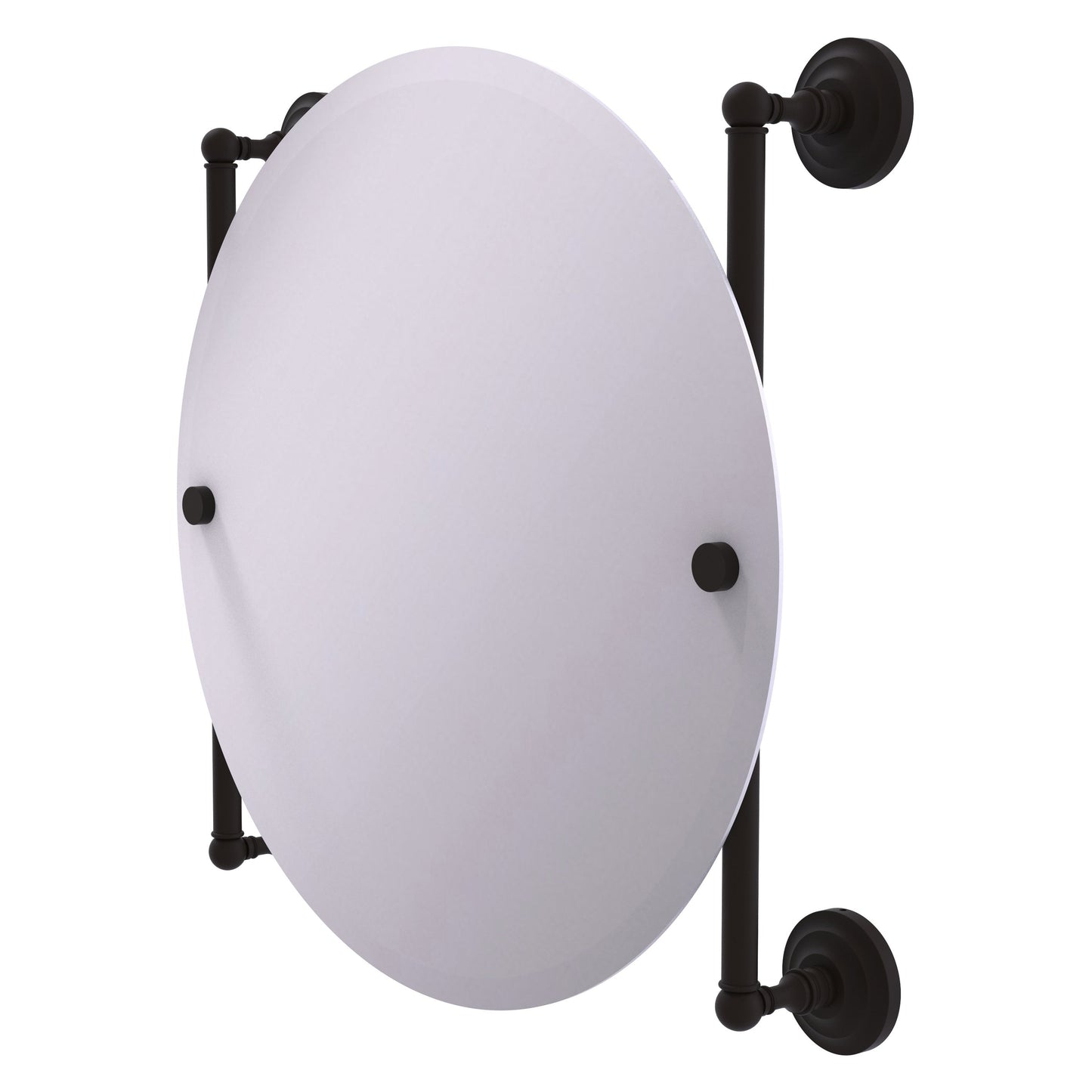 Allied Brass Que New 22" x 3.8" Oil Rubbed Bronze Solid Brass Round Frameless Rail Mounted Mirror