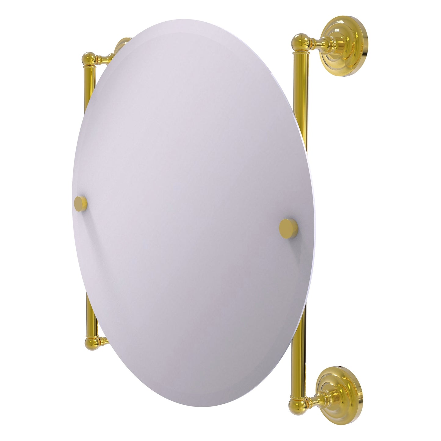 Allied Brass Que New 22" x 3.8" Polished Brass Solid Brass Round Frameless Rail Mounted Mirror