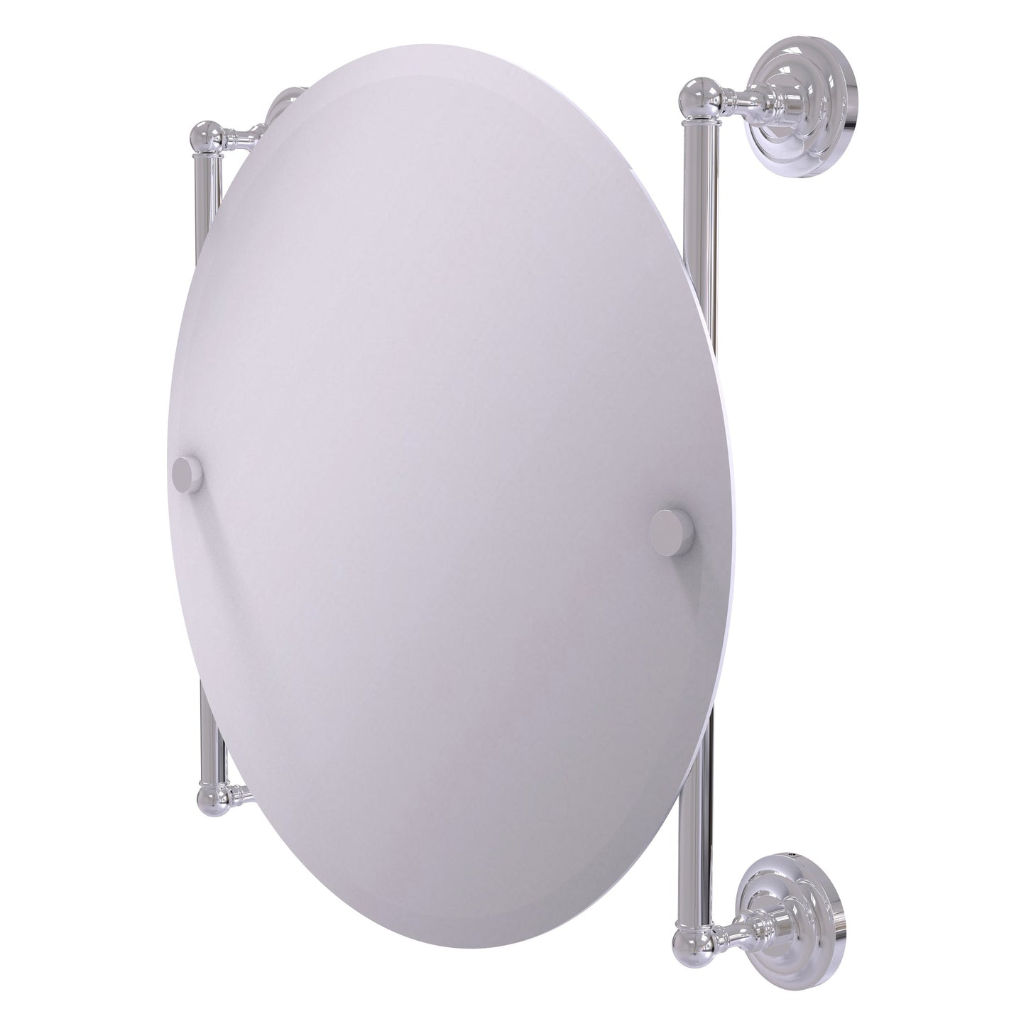 Allied Brass Que New 22" x 3.8" Polished Chrome Solid Brass Round Frameless Rail Mounted Mirror