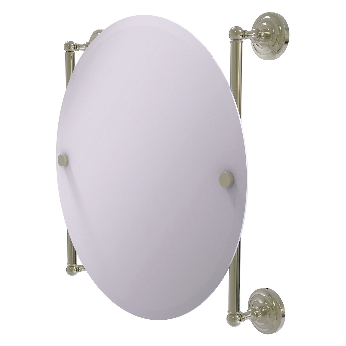 Allied Brass Que New 22" x 3.8" Polished Nickel Solid Brass Round Frameless Rail Mounted Mirror