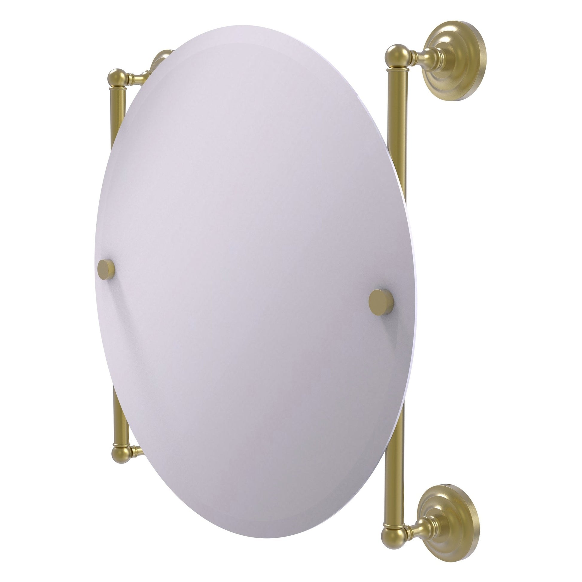 Allied Brass Que New 22" x 3.8" Satin Brass Solid Brass Round Frameless Rail Mounted Mirror