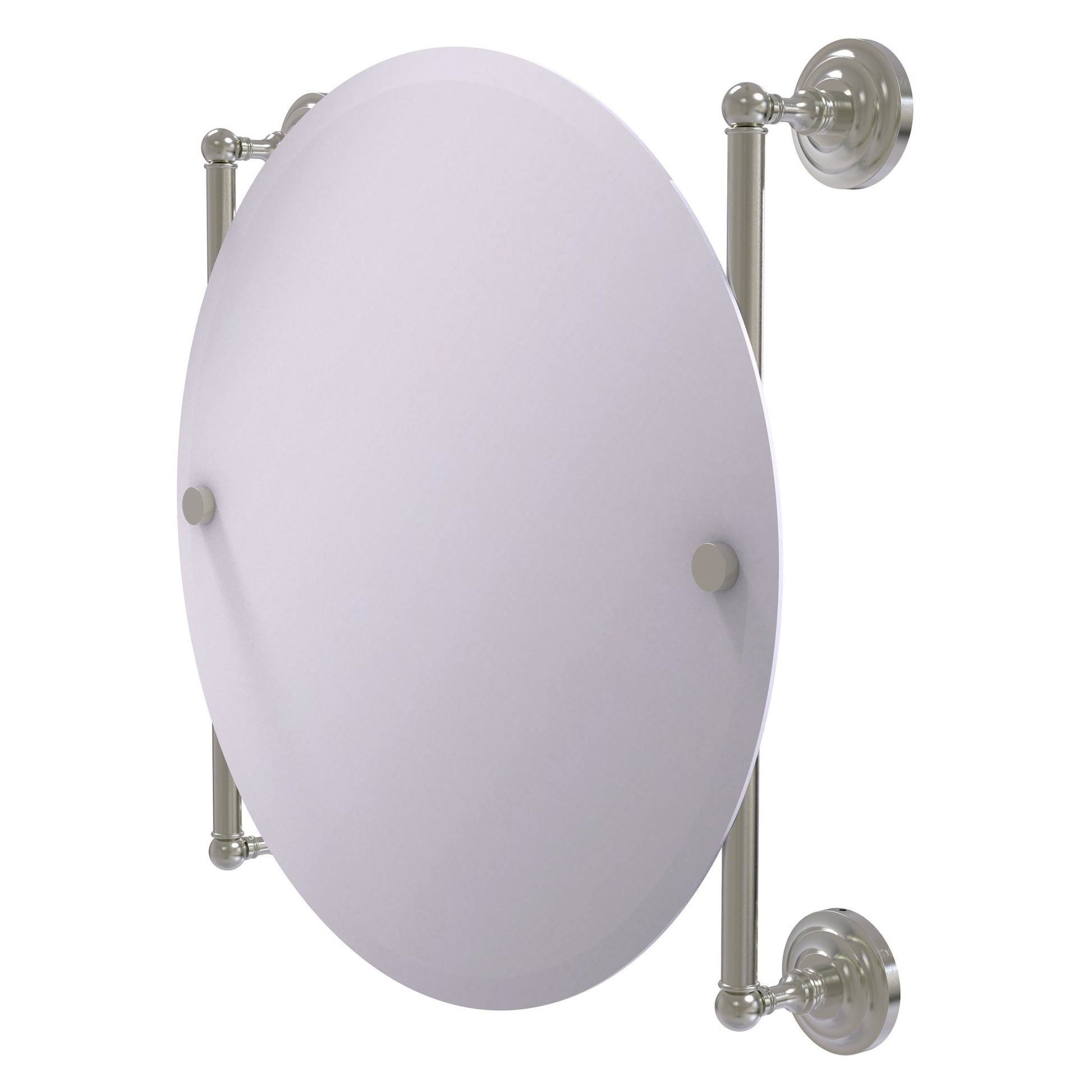 Allied Brass Que New 22" x 3.8" Satin Nickel Solid Brass Round Frameless Rail Mounted Mirror