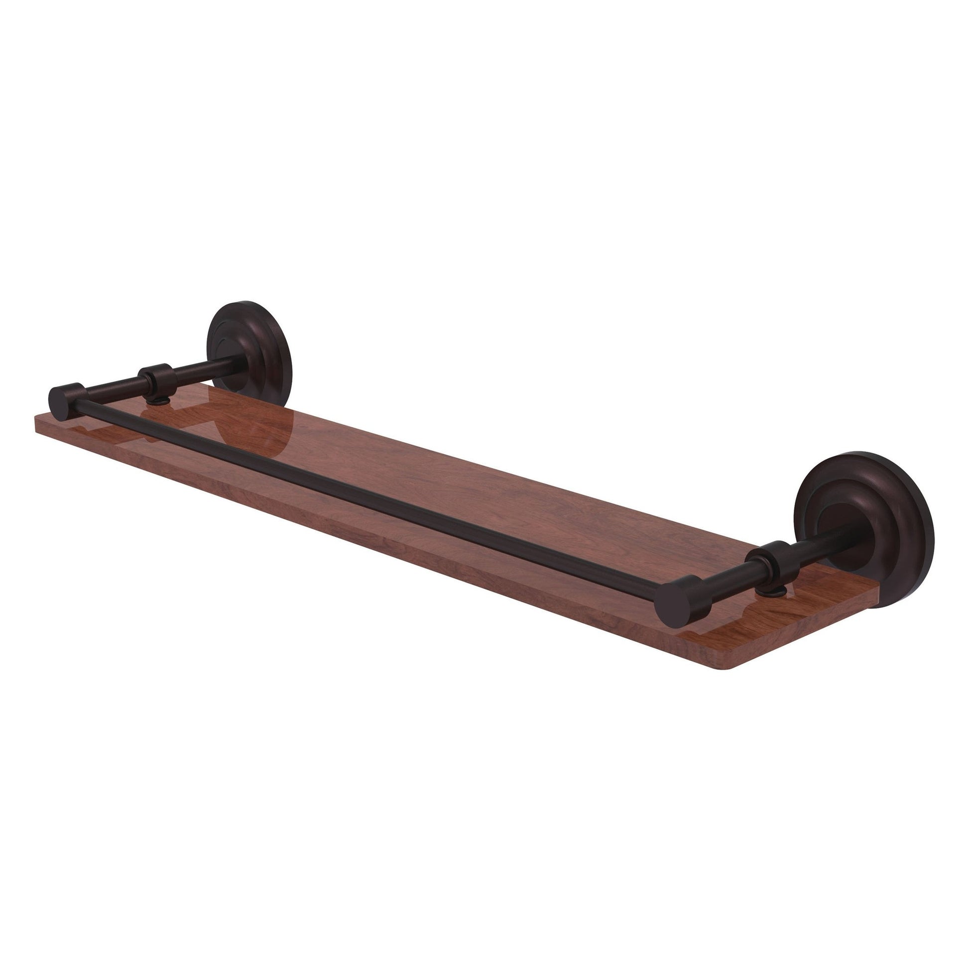 Allied Brass Que New 22" x 5" Antique Bronze Solid Brass 22-Inch Solid IPE Ironwood Shelf With Gallery Rail