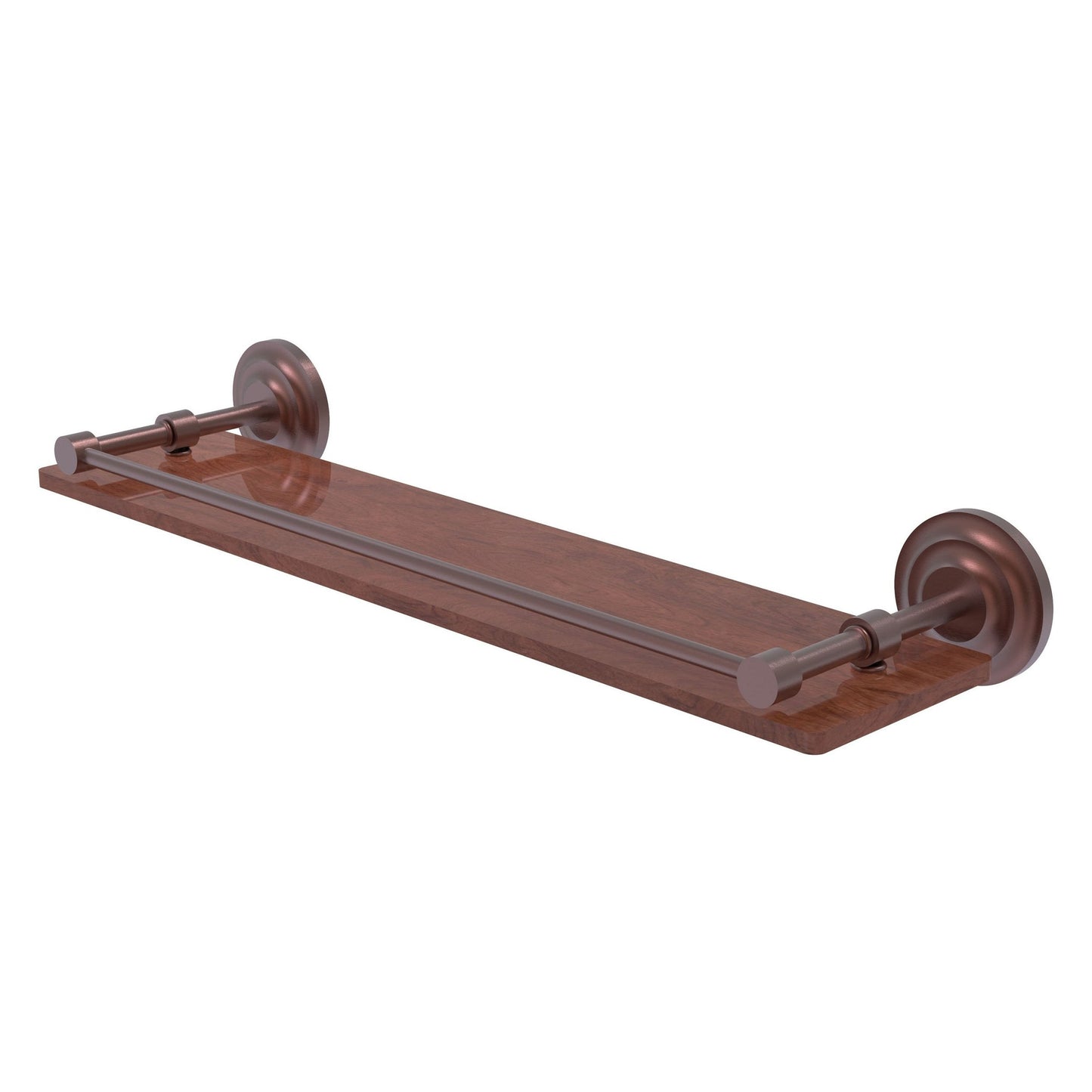 Allied Brass Que New 22" x 5" Antique Copper Solid Brass 22-Inch Solid IPE Ironwood Shelf With Gallery Rail