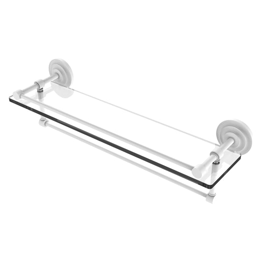 Allied Brass Que New 22" x 5" Matte White Solid Brass 22-Inch Gallery Glass Shelf With Towel Bar