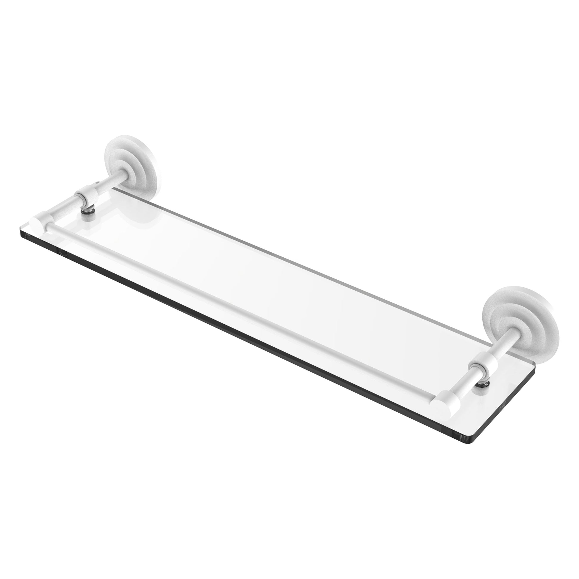 Allied Brass Que New 22" x 5" Matte White Solid Brass 22-Inch Tempered Glass Shelf With Gallery Rail