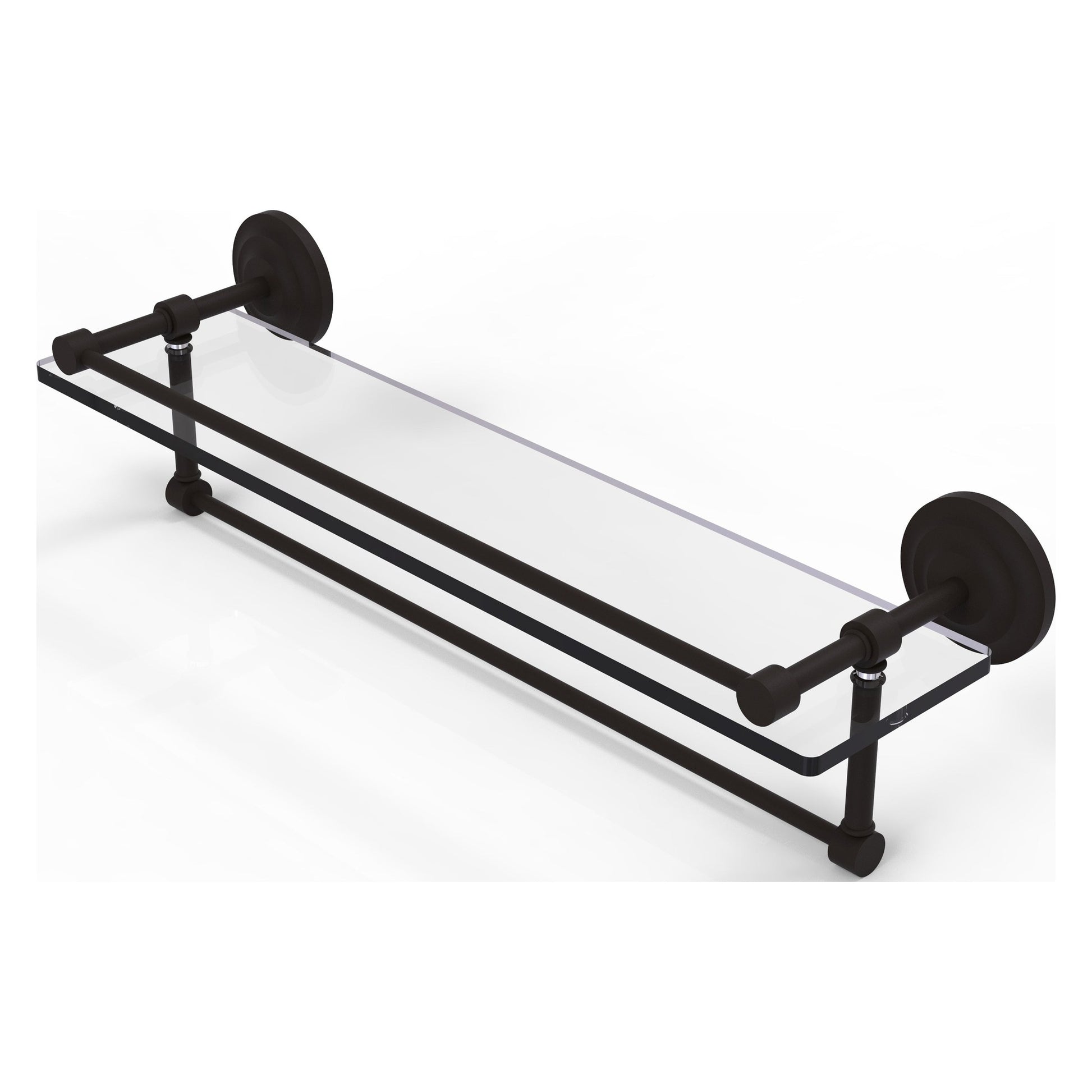 Allied Brass Que New 22" x 5" Oil Rubbed Bronze Solid Brass 22-Inch Gallery Glass Shelf With Towel Bar