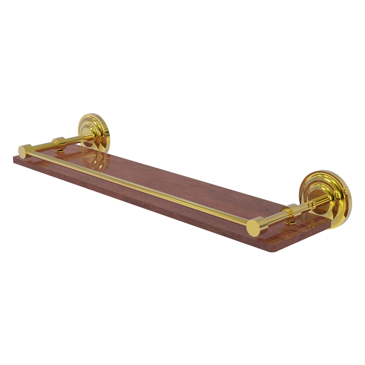 Allied Brass Que New 22" x 5" Polished Brass Solid Brass 22-Inch Solid IPE Ironwood Shelf With Gallery Rail