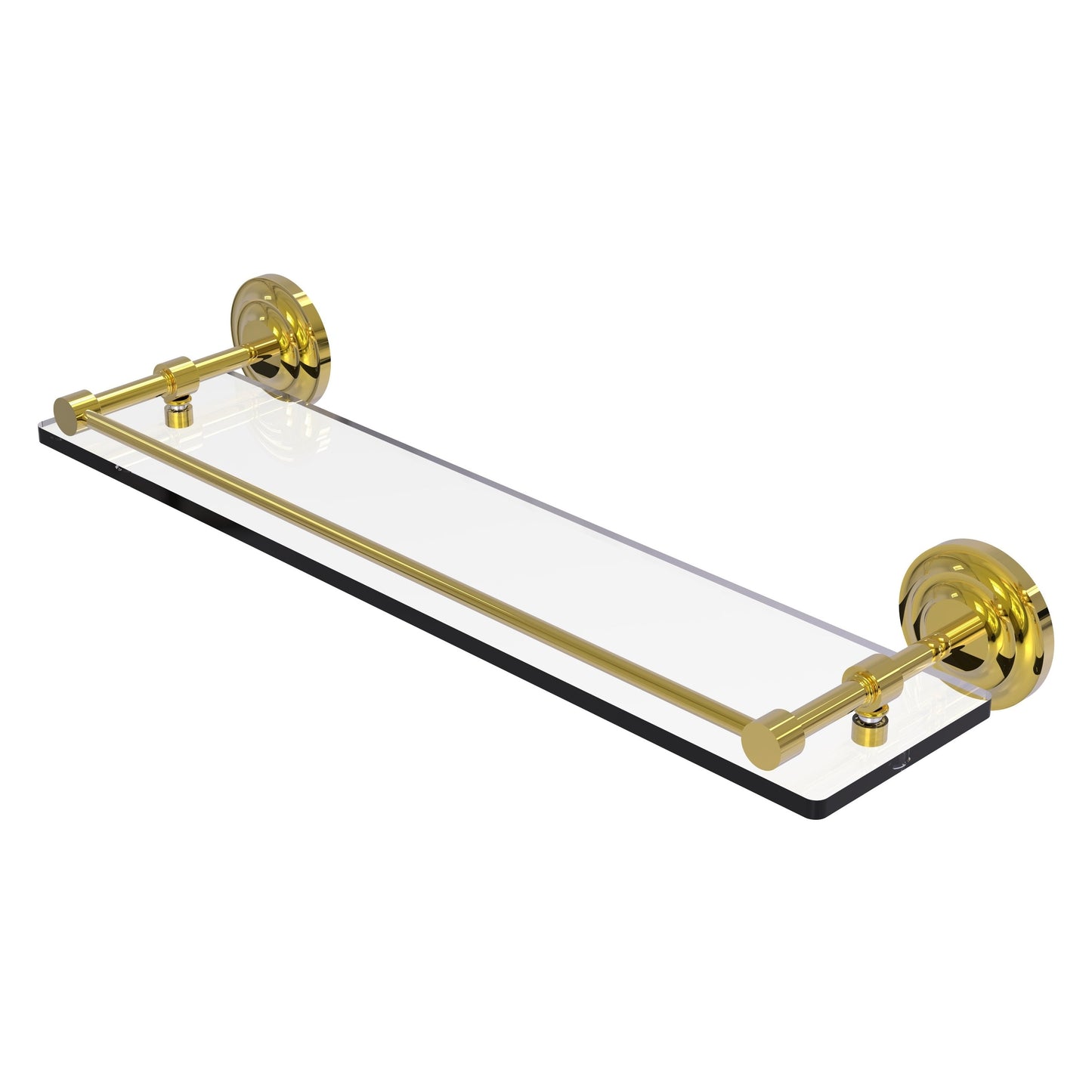Allied Brass Que New 22" x 5" Polished Brass Solid Brass 22-Inch Tempered Glass Shelf With Gallery Rail