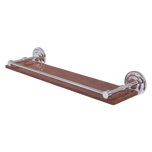 Allied Brass Que New 22" x 5" Polished Chrome Solid Brass 22-Inch Solid IPE Ironwood Shelf With Gallery Rail