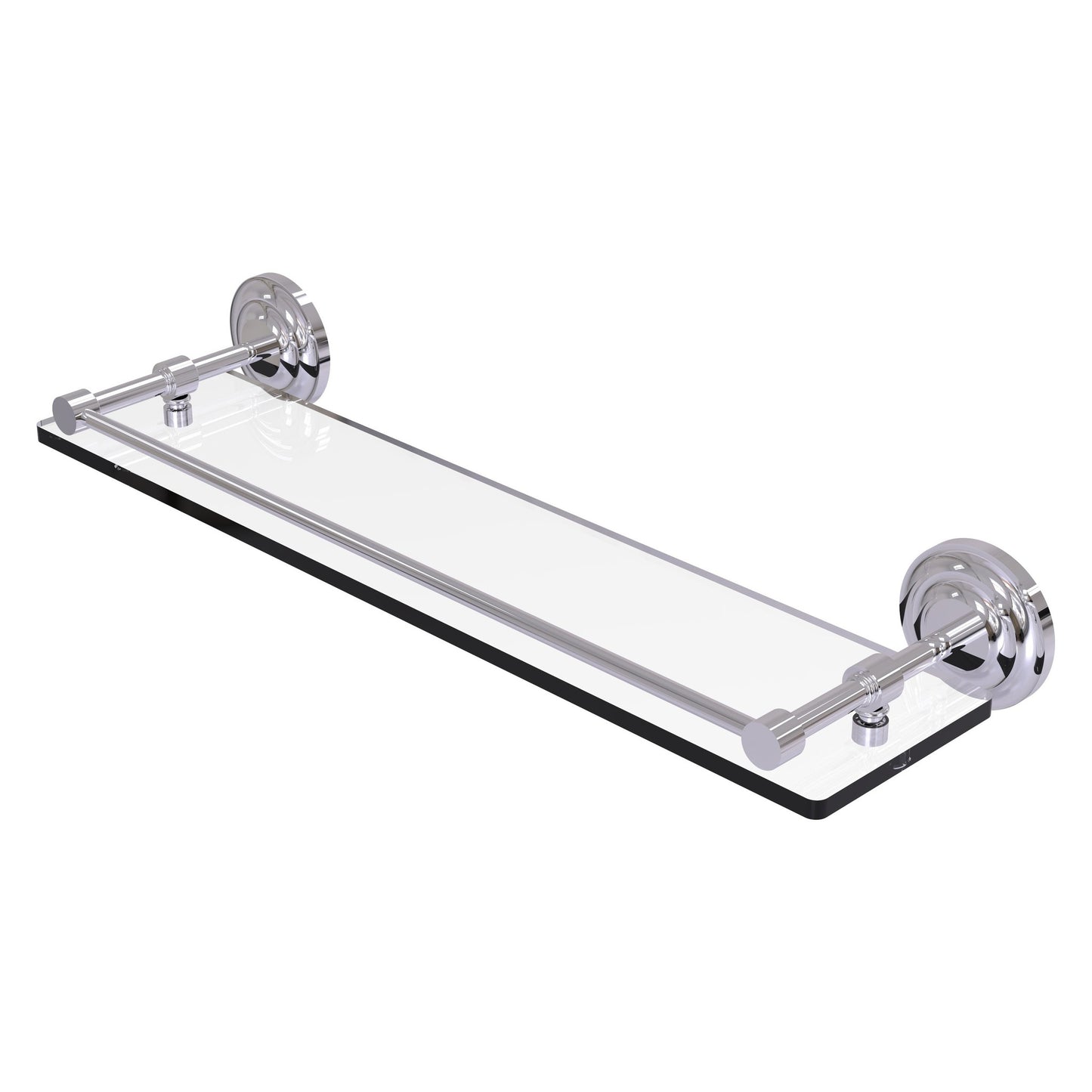 Allied Brass Que New 22" x 5" Polished Chrome Solid Brass 22-Inch Tempered Glass Shelf With Gallery Rail