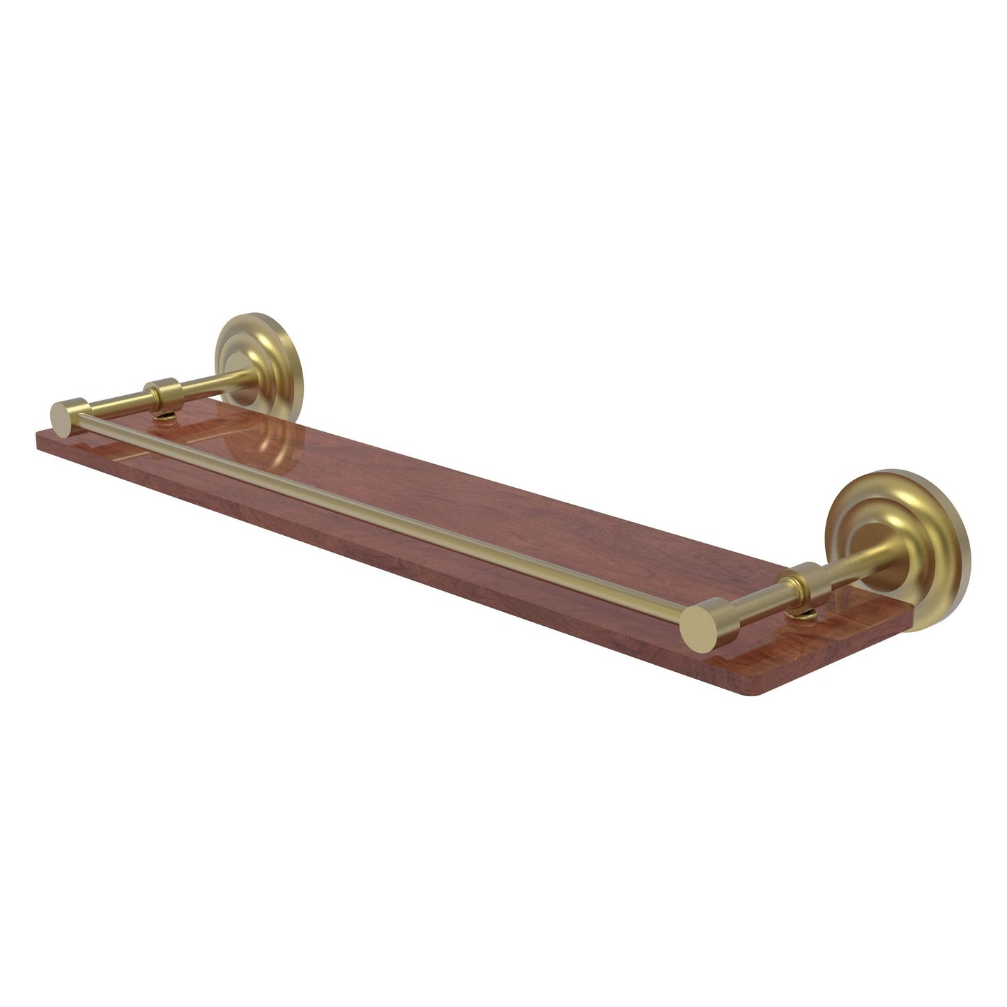 Allied Brass Que New 22" x 5" Satin Brass Solid Brass 22-Inch Solid IPE Ironwood Shelf With Gallery Rail