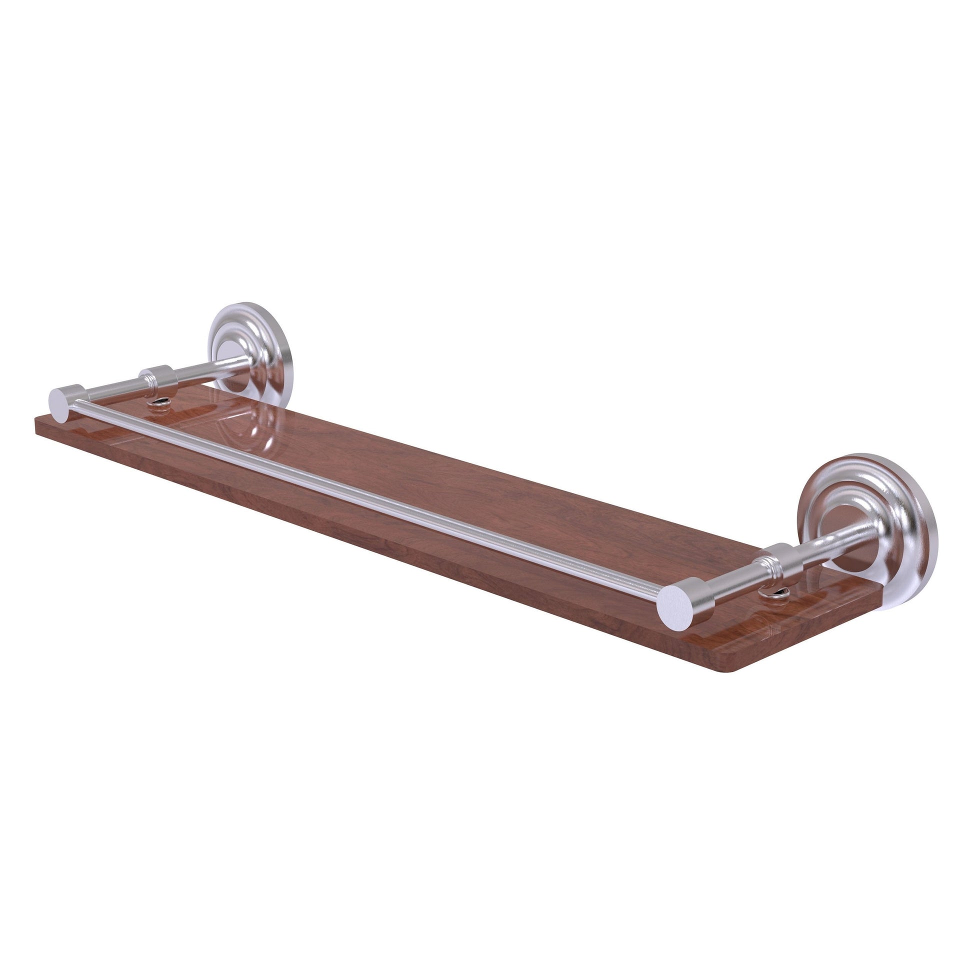 Allied Brass Que New 22" x 5" Satin Chrome Solid Brass 22-Inch Solid IPE Ironwood Shelf With Gallery Rail