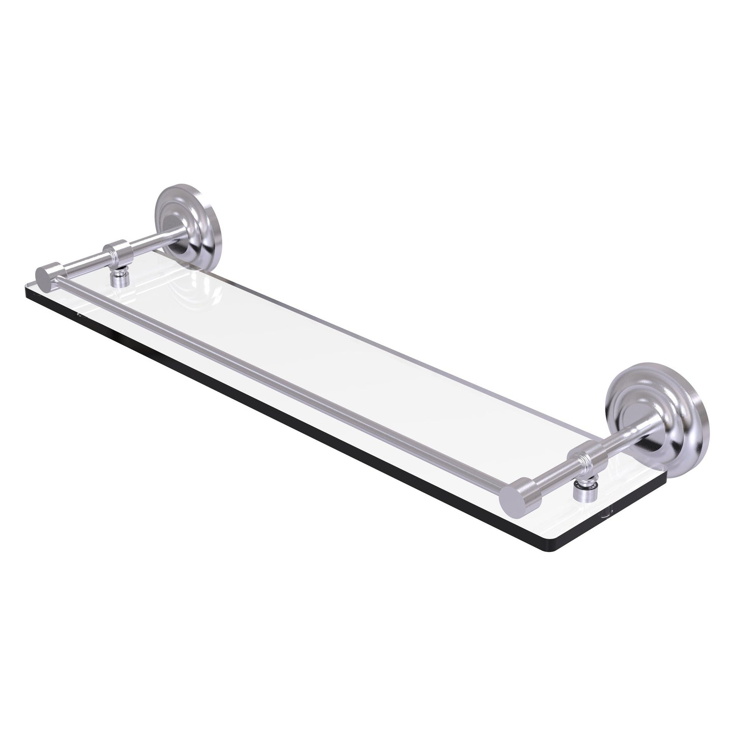 Allied Brass Que New 22" x 5" Satin Chrome Solid Brass 22-Inch Tempered Glass Shelf With Gallery Rail