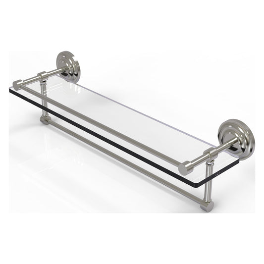 Allied Brass Que New 22" x 5" Satin Nickel Solid Brass 22-Inch Gallery Glass Shelf With Towel Bar