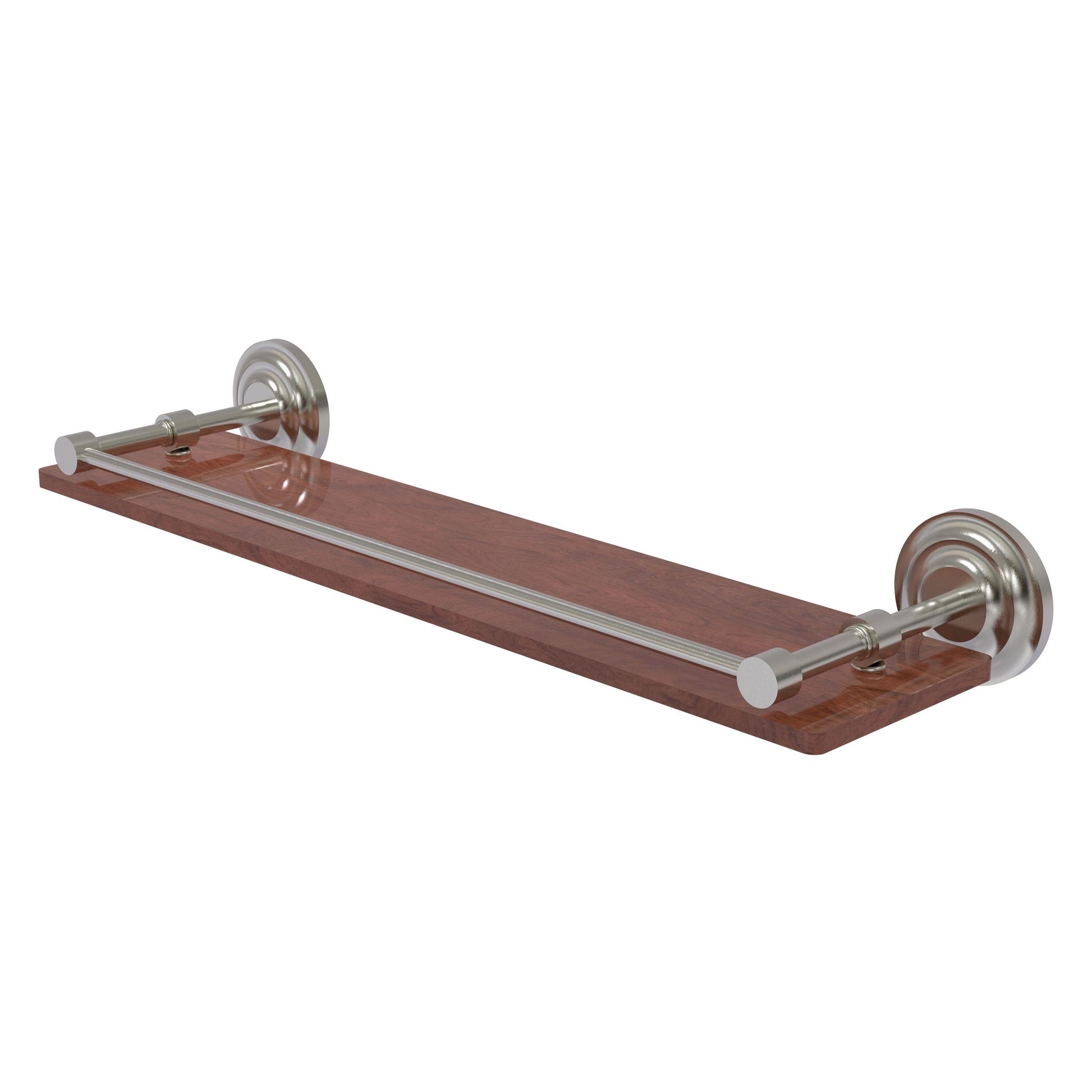 Allied Brass Que New 22" x 5" Satin Nickel Solid Brass 22-Inch Solid IPE Ironwood Shelf With Gallery Rail