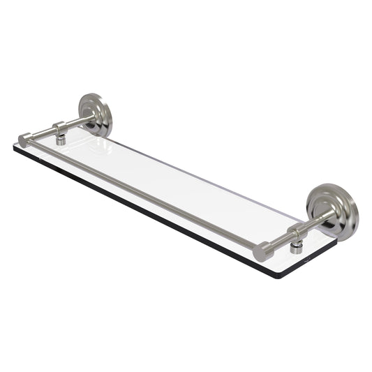 Allied Brass Que New 22" x 5" Satin Nickel Solid Brass 22-Inch Tempered Glass Shelf With Gallery Rail