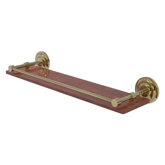 Allied Brass Que New 22" x 5" Unlacquered Brass Solid Brass 22-Inch Solid IPE Ironwood Shelf With Gallery Rail