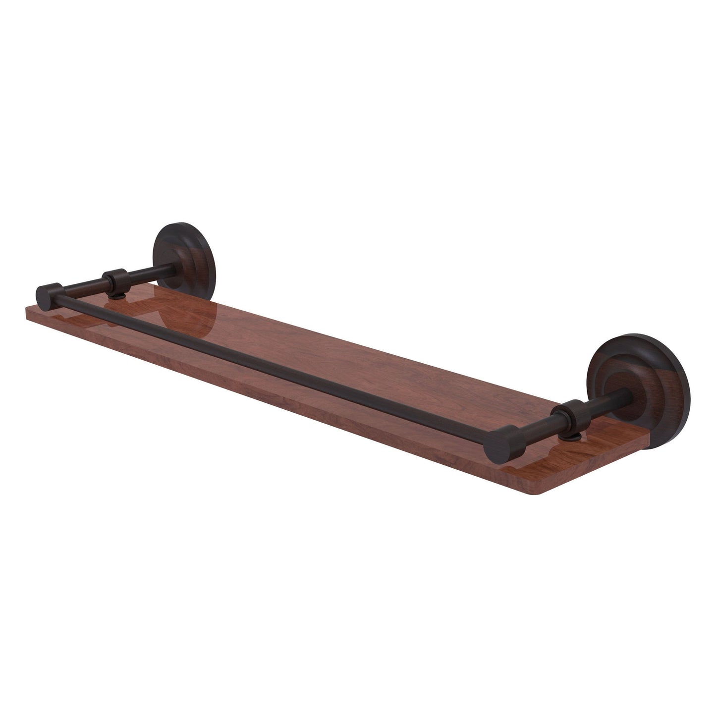 Allied Brass Que New 22" x 5" Venetian Bronze Solid Brass 22-Inch Solid IPE Ironwood Shelf With Gallery Rail