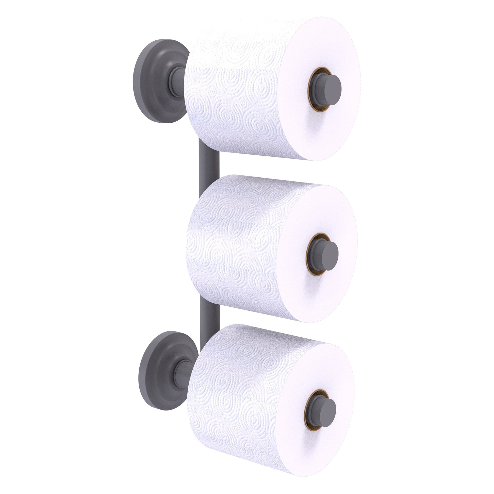 Allied Brass Que New 3" x 7.6" Matte Gray Solid Brass 3-Roll Reserve Roll Toilet Paper Holder