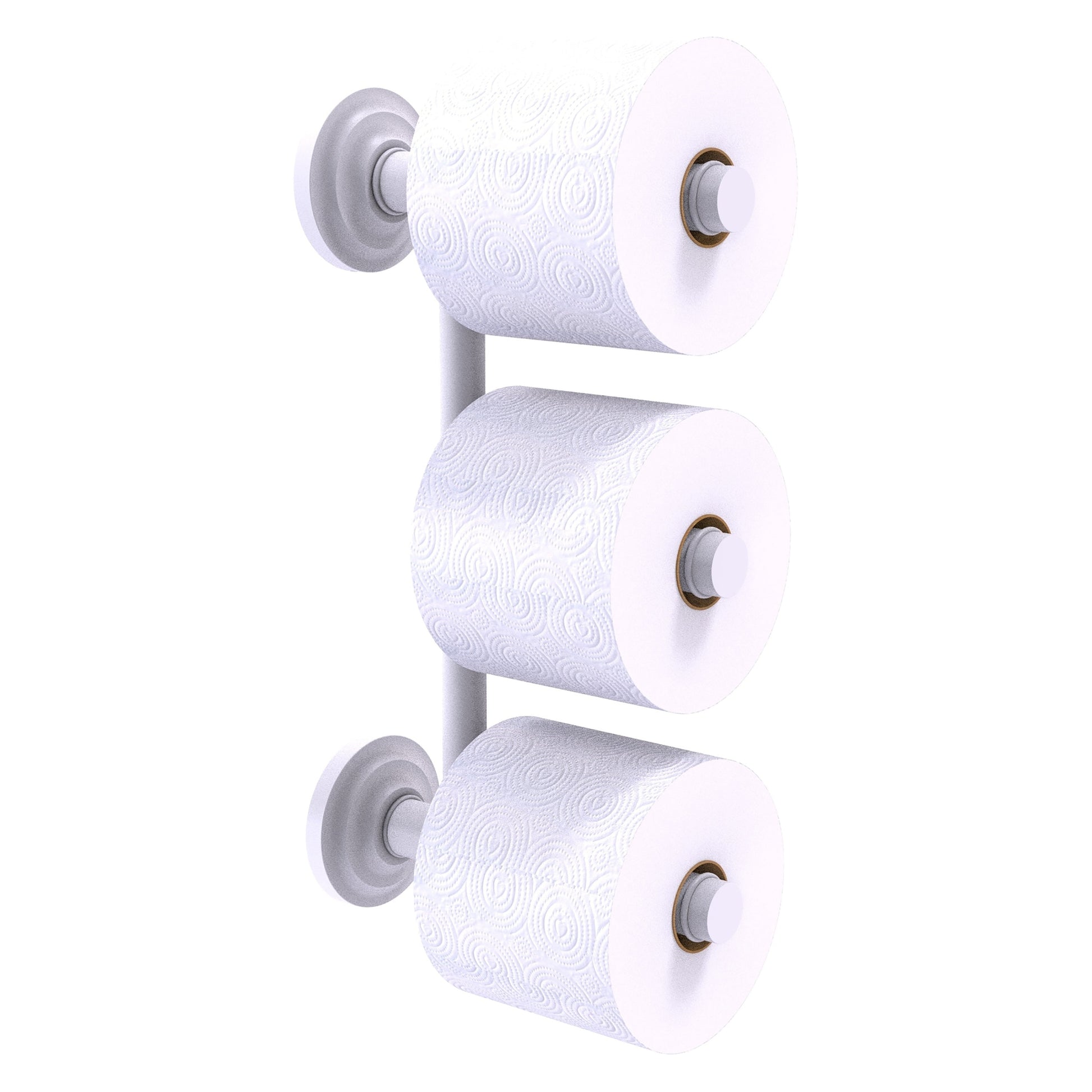 Allied Brass Que New 3" x 7.6" Matte White Solid Brass 3-Roll Reserve Roll Toilet Paper Holder