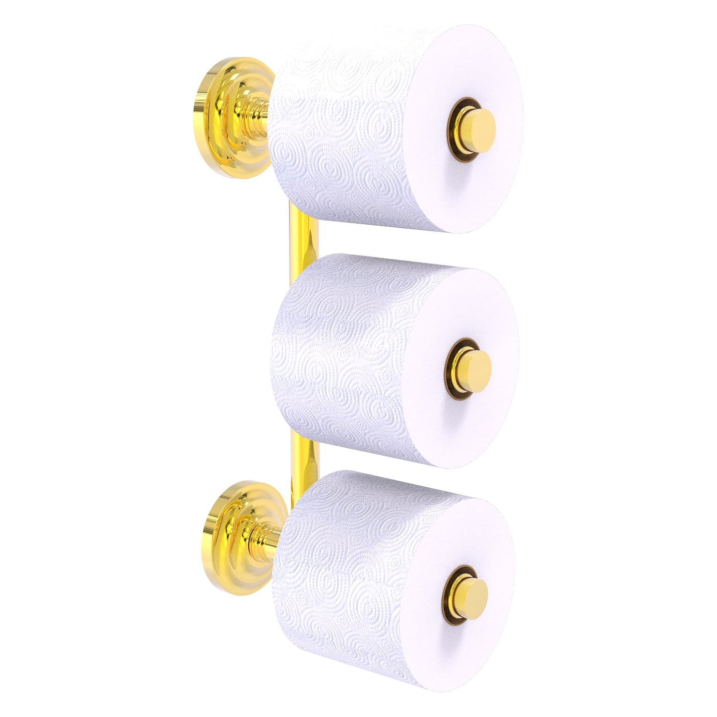 Allied Brass Que New 3" x 7.6" Polished Brass Solid Brass 3-Roll Reserve Roll Toilet Paper Holder