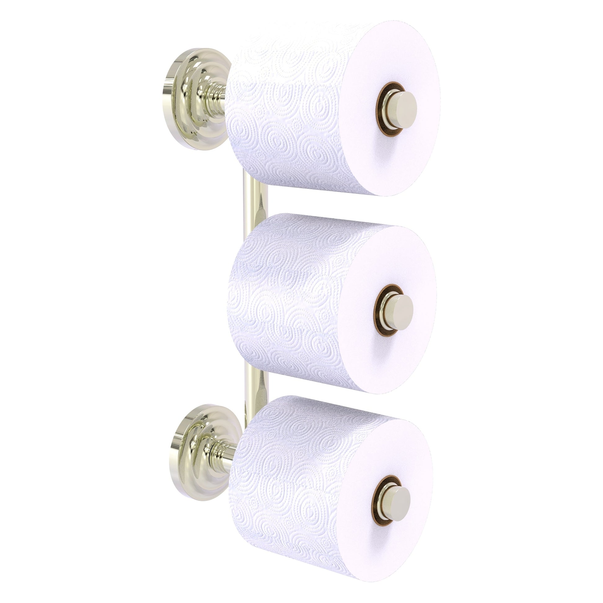 Allied Brass Que New 3" x 7.6" Polished Nickel Solid Brass 3-Roll Reserve Roll Toilet Paper Holder