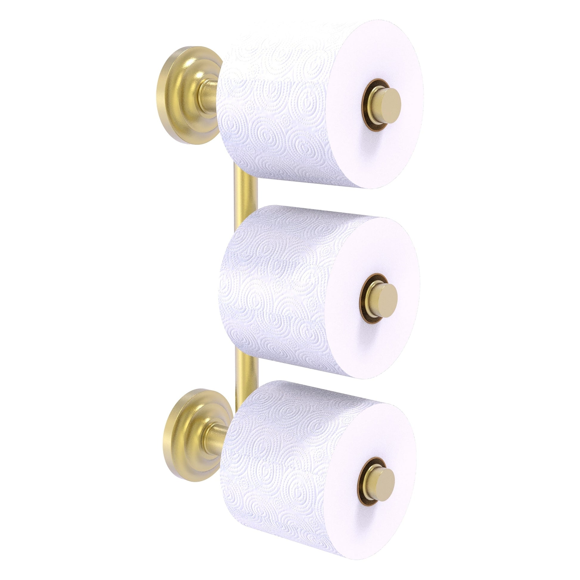 Allied Brass Que New 3" x 7.6" Satin Brass Solid Brass 3-Roll Reserve Roll Toilet Paper Holder