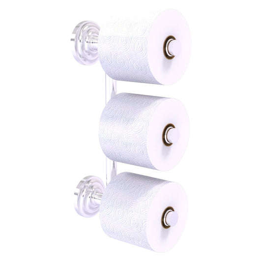 Allied Brass Que New 3" x 7.6" Satin Chrome Solid Brass 3-Roll Reserve Roll Toilet Paper Holder