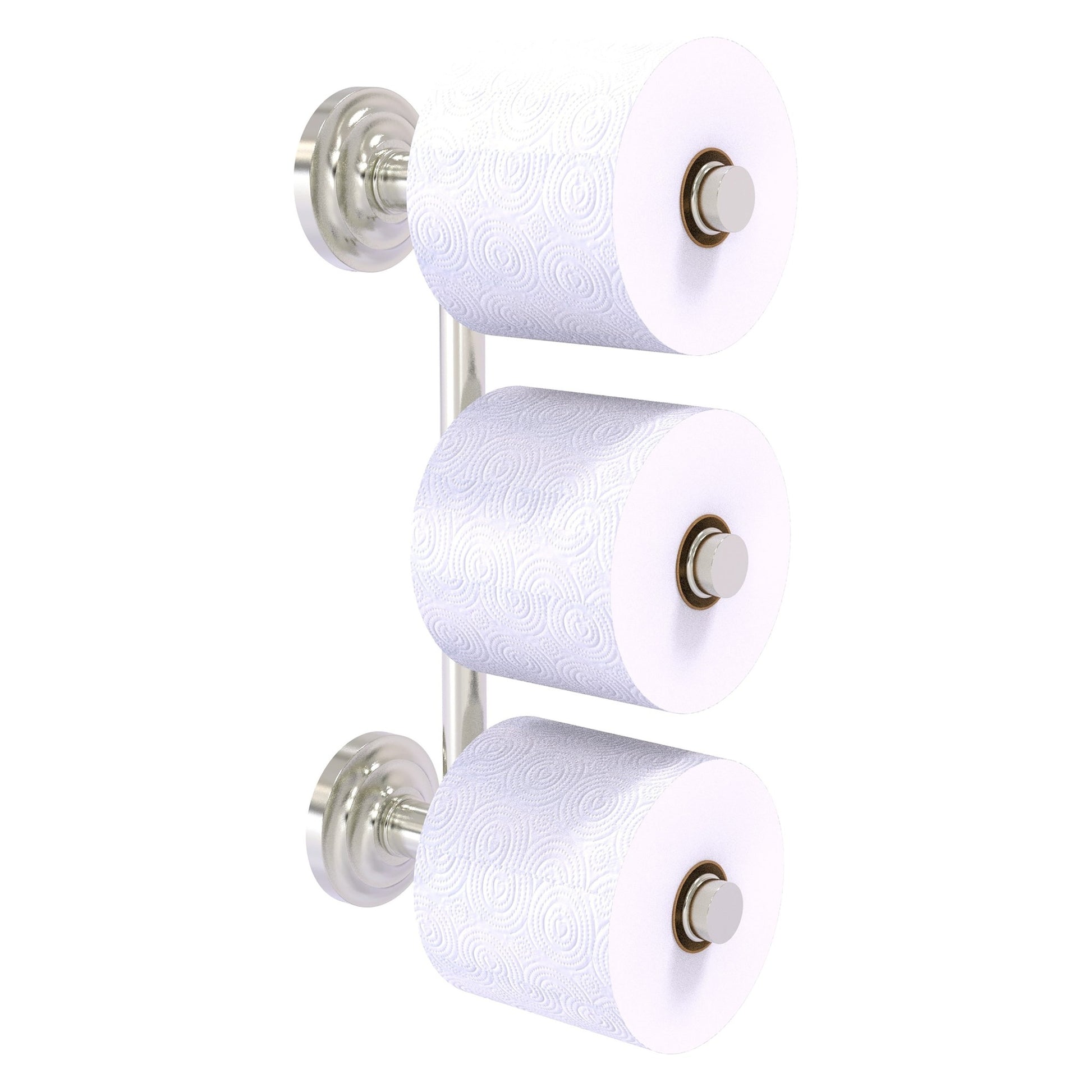 Allied Brass Que New 3" x 7.6" Satin Nickel Solid Brass 3-Roll Reserve Roll Toilet Paper Holder