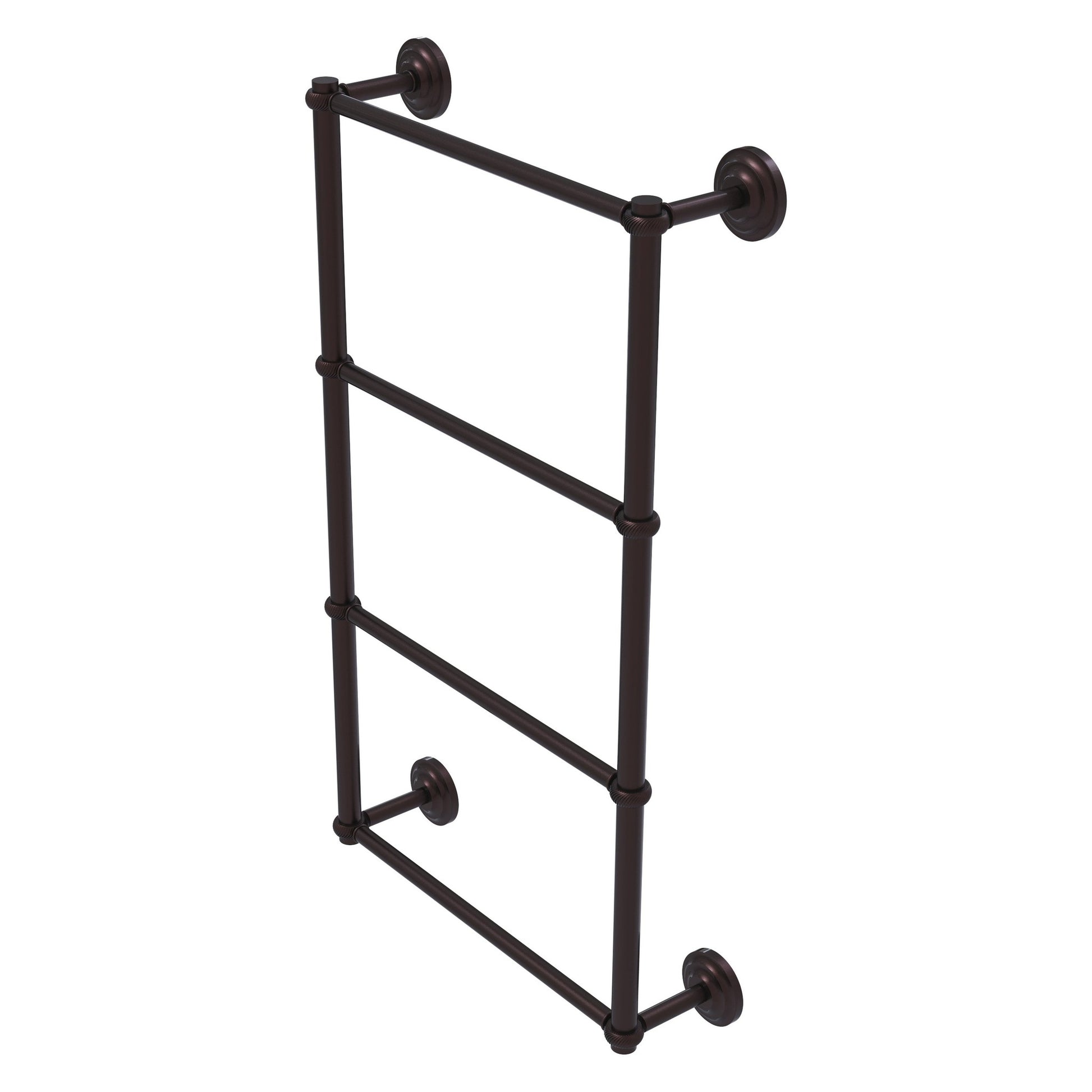Allied Brass Que New 30" x 5.4" Antique Bronze Solid Brass 4-Tier 30 Inches Ladder Towel Bar With Twisted Detail