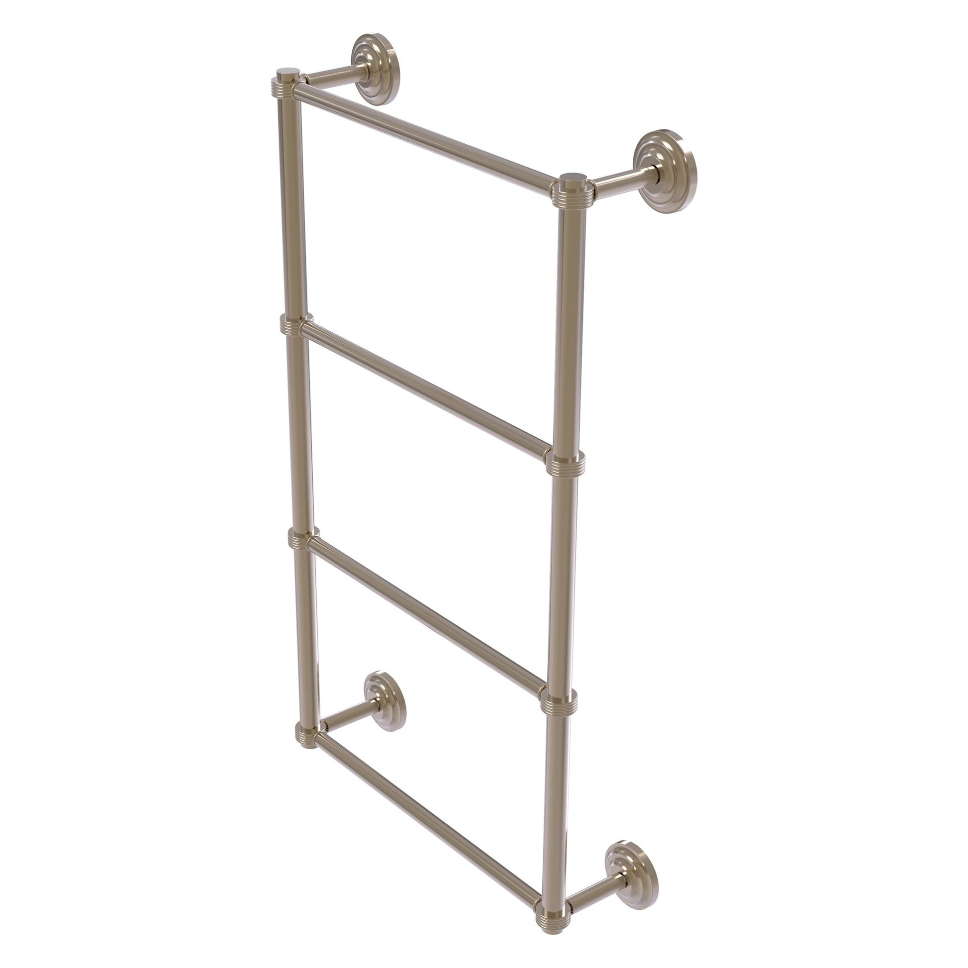 Allied Brass Que New 30" x 5.4" Antique Pewter Solid Brass 4-Tier 30 Inches Ladder Towel Bar With Grooved Detail