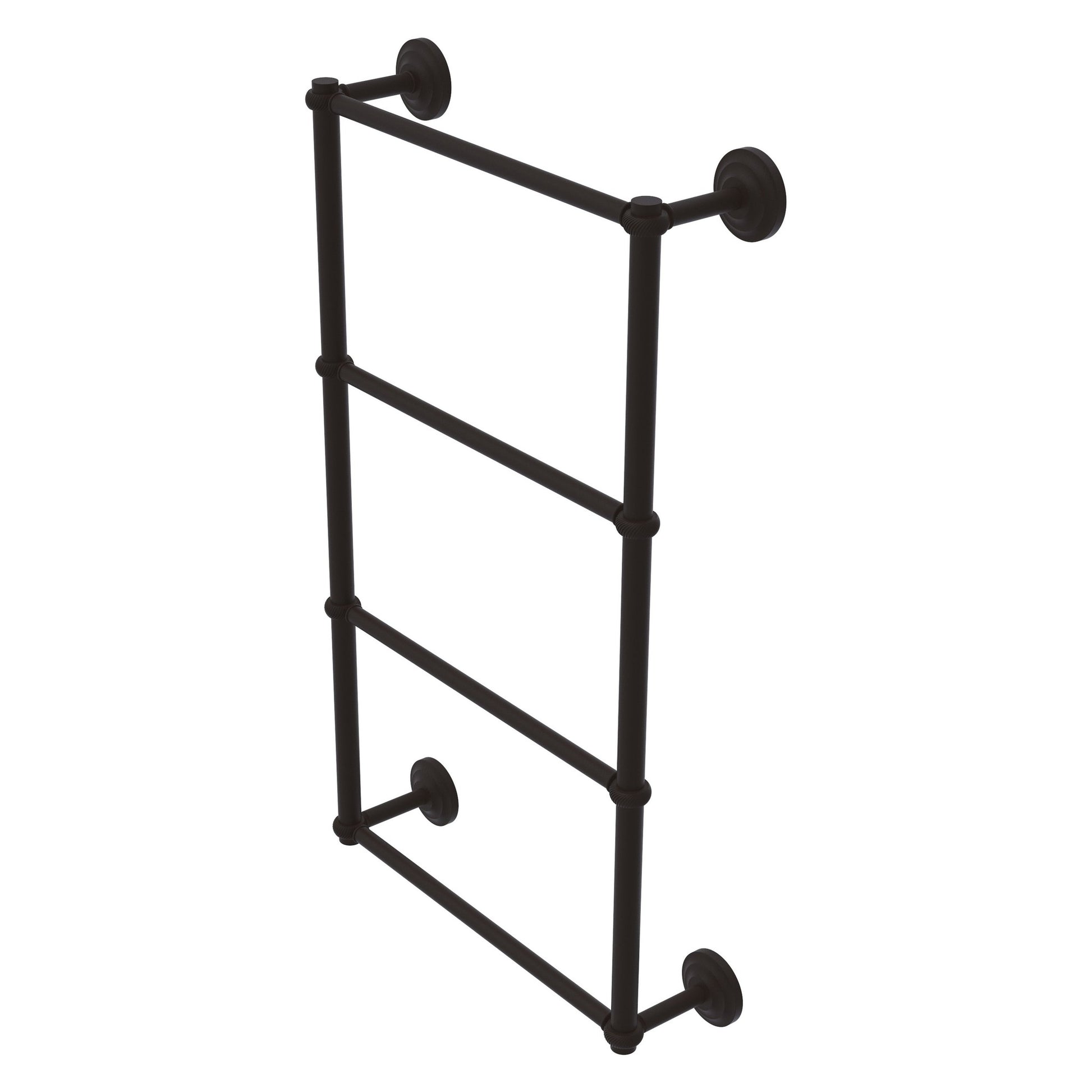 Allied Brass Que New 30" x 5.4" Oil Rubbed Bronze Solid Brass 4-Tier 30 Inches Ladder Towel Bar With Twisted Detail
