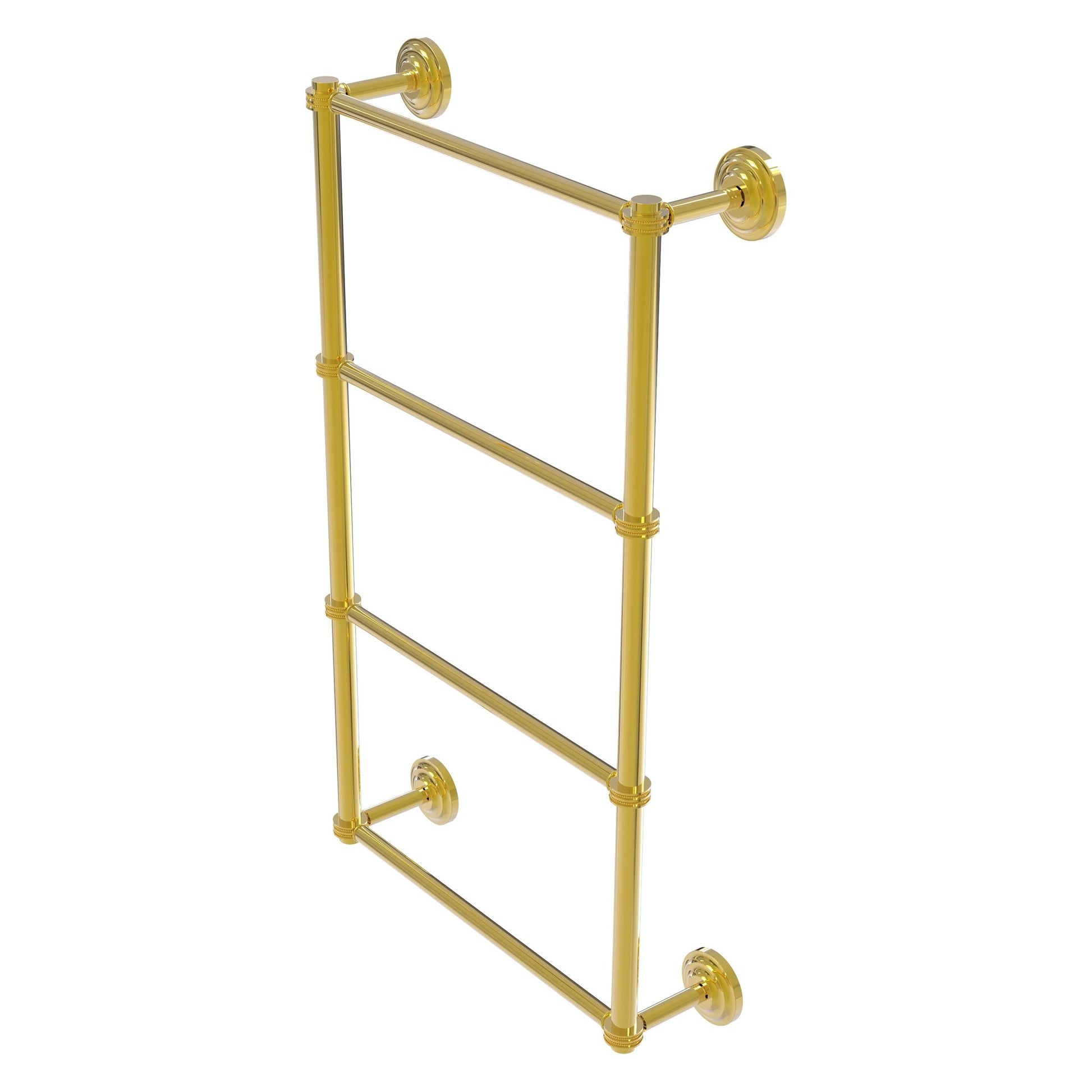 Allied Brass Que New 30" x 5.4" Polished Brass Solid Brass 4-Tier 30 Inches Ladder Towel Bar With Dotted Detail