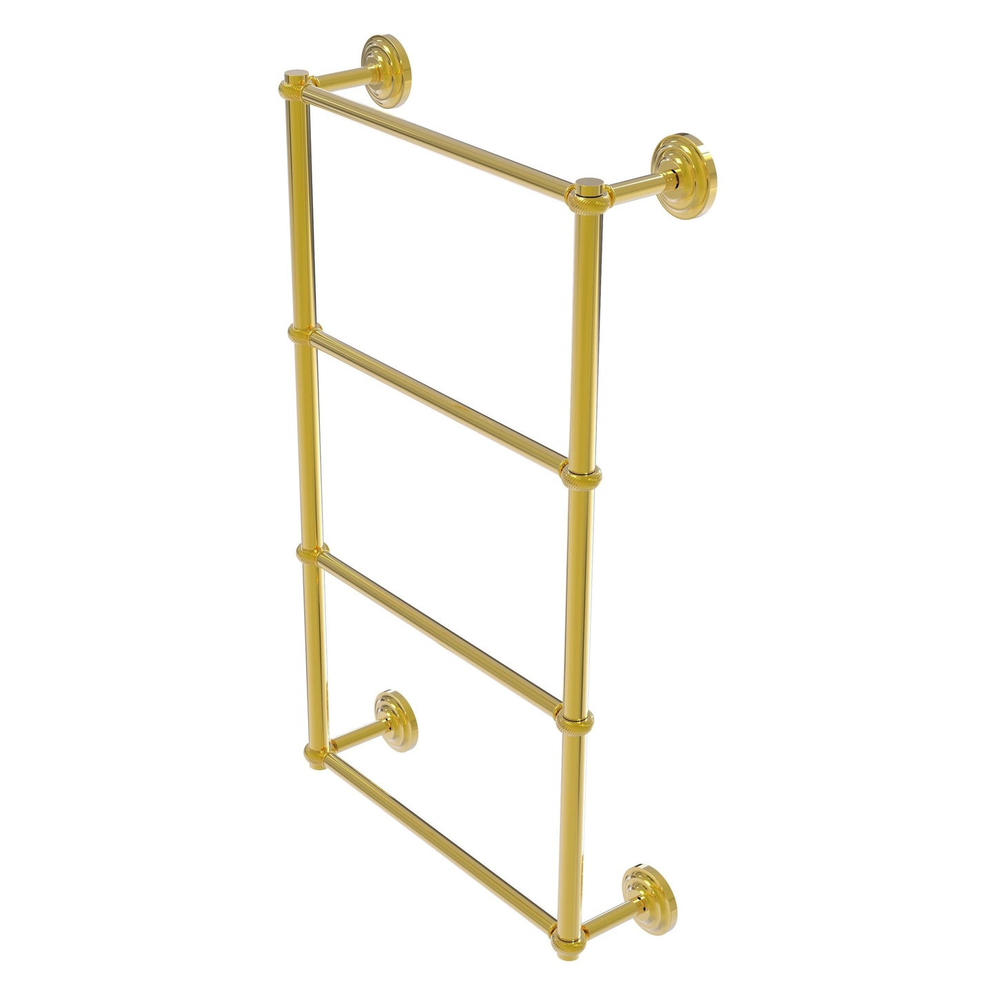 Allied Brass Que New 30" x 5.4" Polished Brass Solid Brass 4-Tier 30 Inches Ladder Towel Bar With Twisted Detail