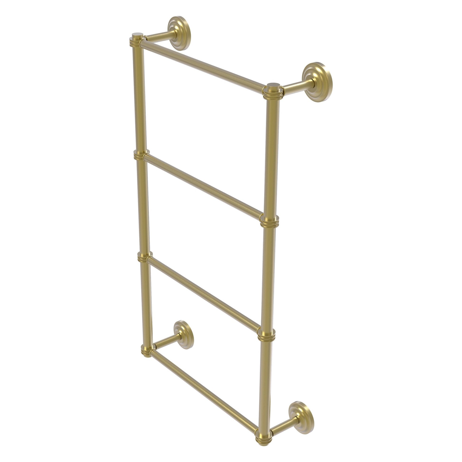 Allied Brass Que New 30" x 5.4" Satin Brass Solid Brass 4-Tier 30 Inches Ladder Towel Bar With Dotted Detail