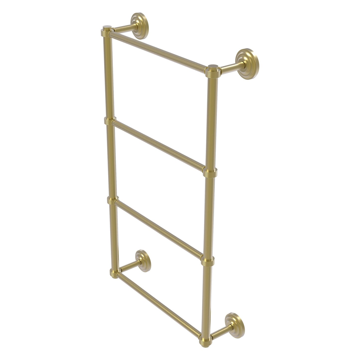 Allied Brass Que New 30" x 5.4" Satin Brass Solid Brass 4-Tier 30 Inches Ladder Towel Bar With Grooved Detail