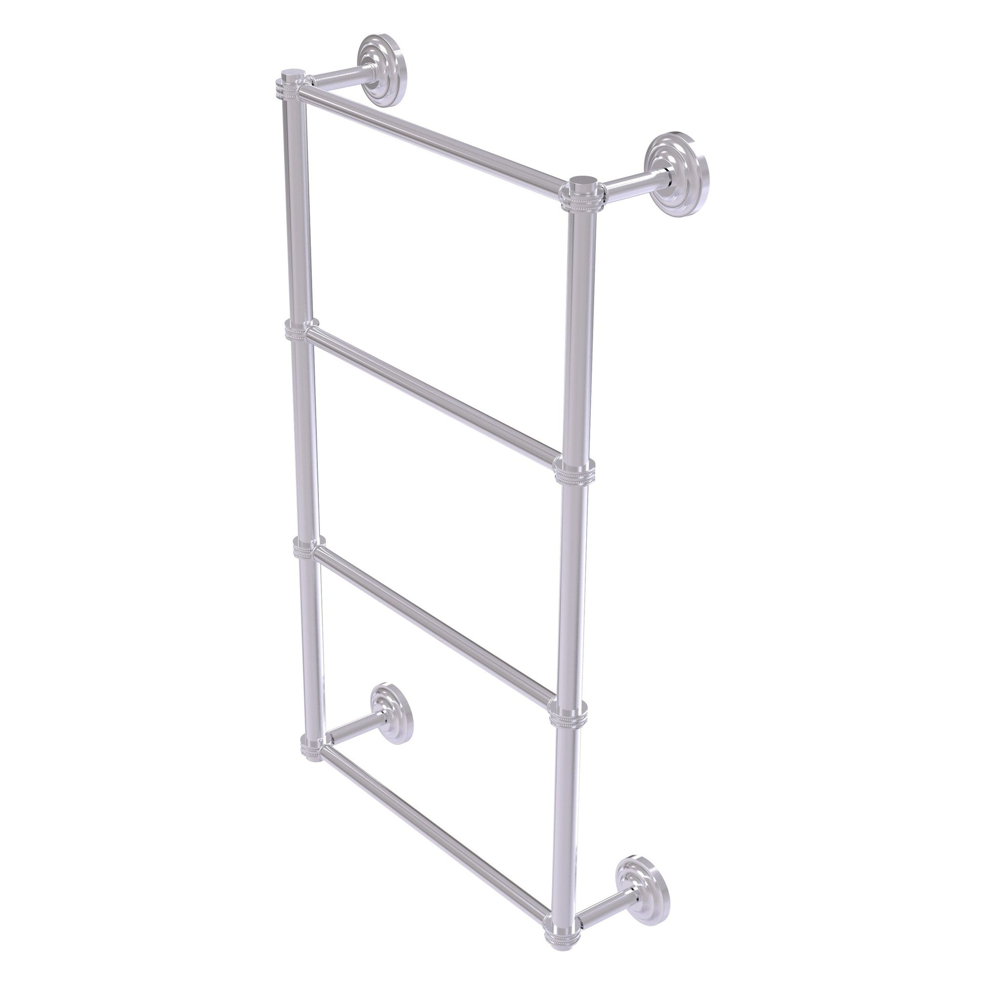 Allied Brass Que New 30" x 5.4" Satin Chrome Solid Brass 4-Tier 30 Inches Ladder Towel Bar With Dotted Detail