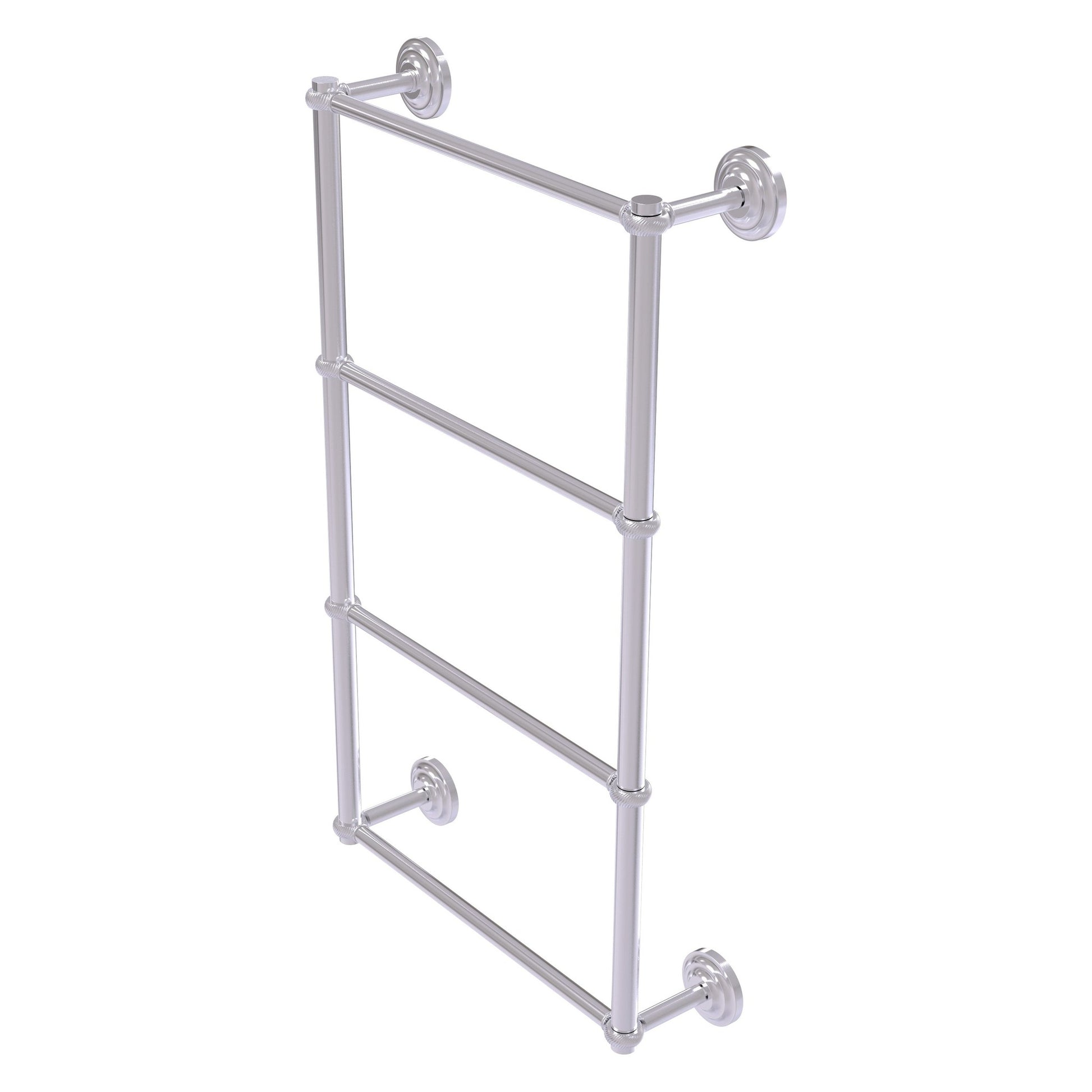 Allied Brass Que New 30" x 5.4" Satin Chrome Solid Brass 4-Tier 30 Inches Ladder Towel Bar With Twisted Detail