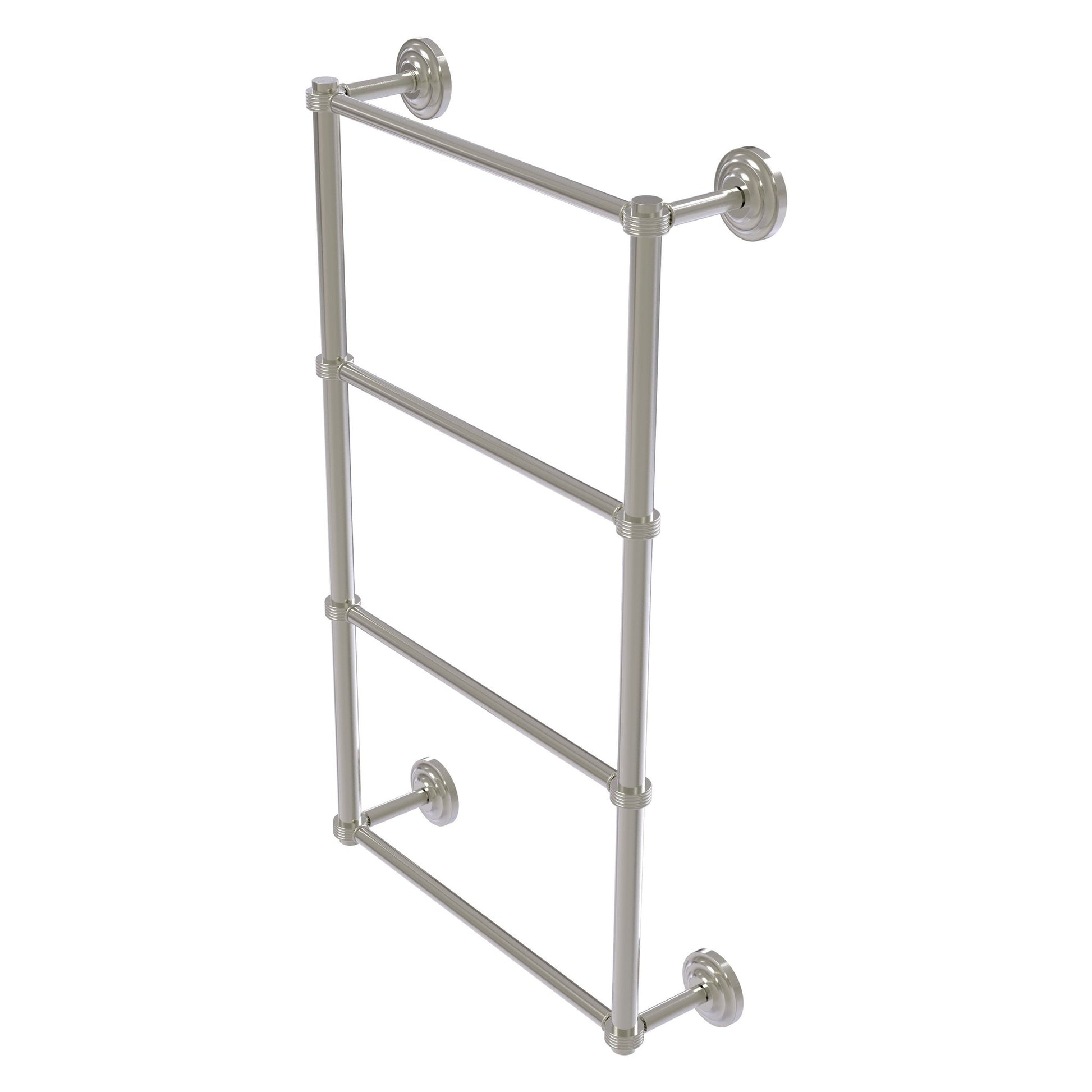 Allied Brass Que New 30" x 5.4" Satin Nickel Solid Brass 4-Tier 30 Inches Ladder Towel Bar With Grooved Detail