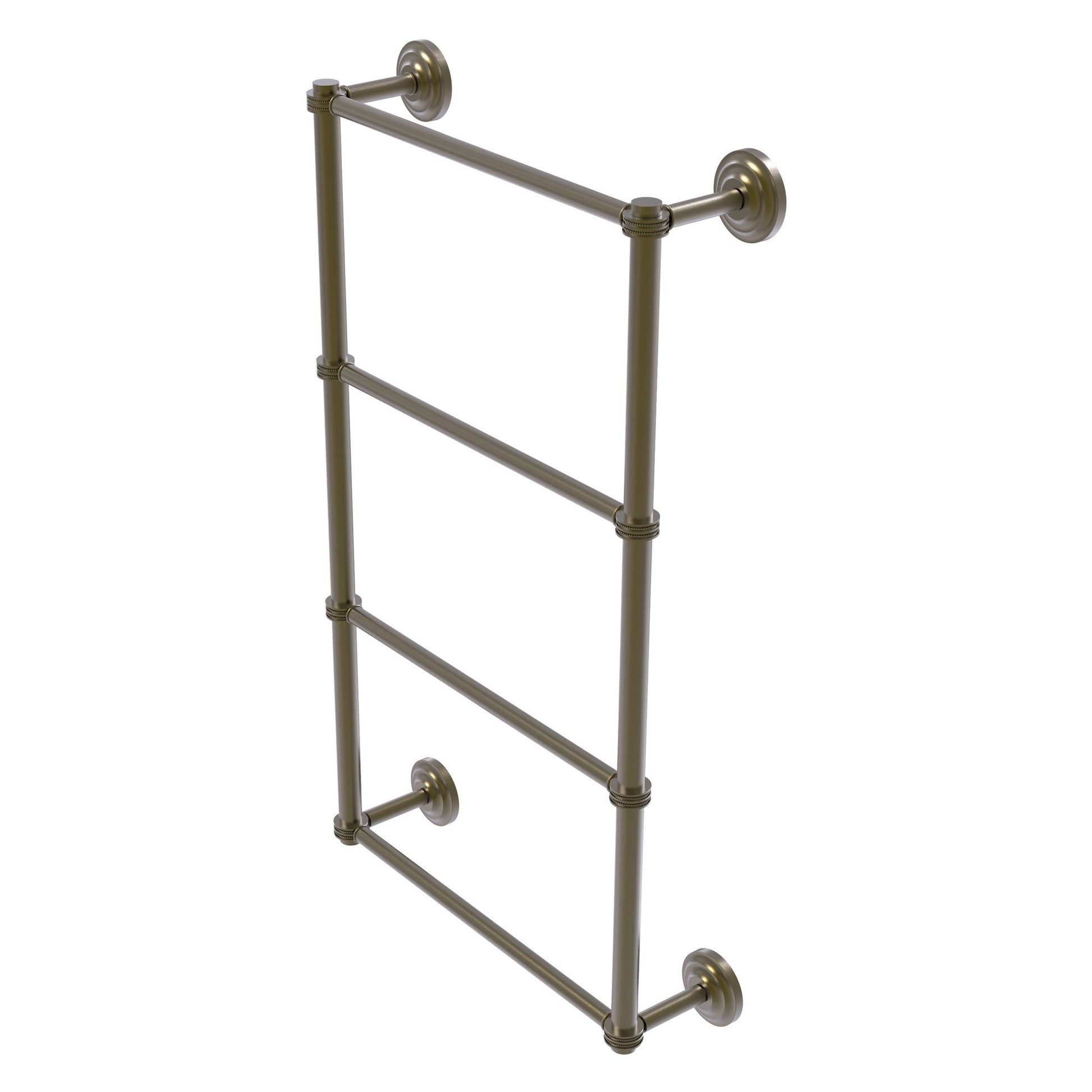 Allied Brass Que New 36" x 5.4" Antique Brass Solid Brass 4-Tier 36 Inches Ladder Towel Bar With Dotted Detail