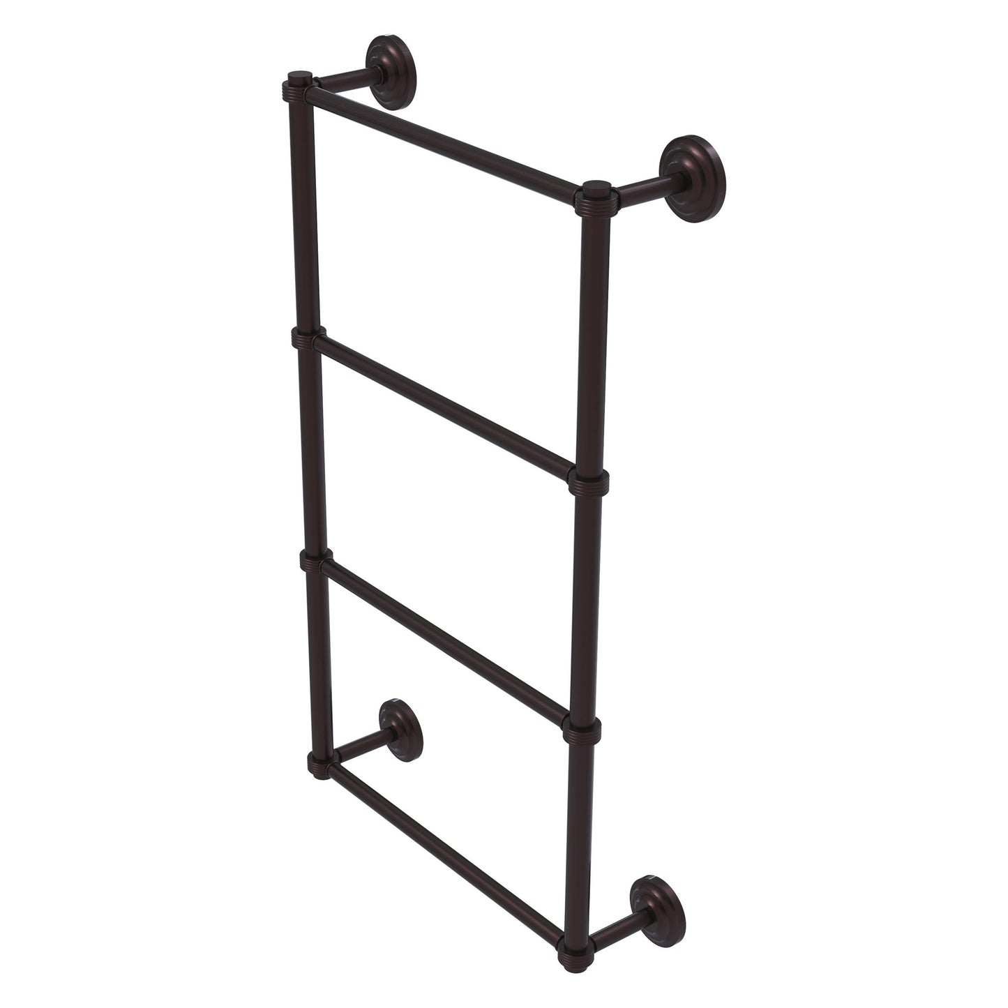 Allied Brass Que New 36" x 5.4" Antique Bronze Solid Brass 4-Tier 36 Inches Ladder Towel Bar With Grooved Detail