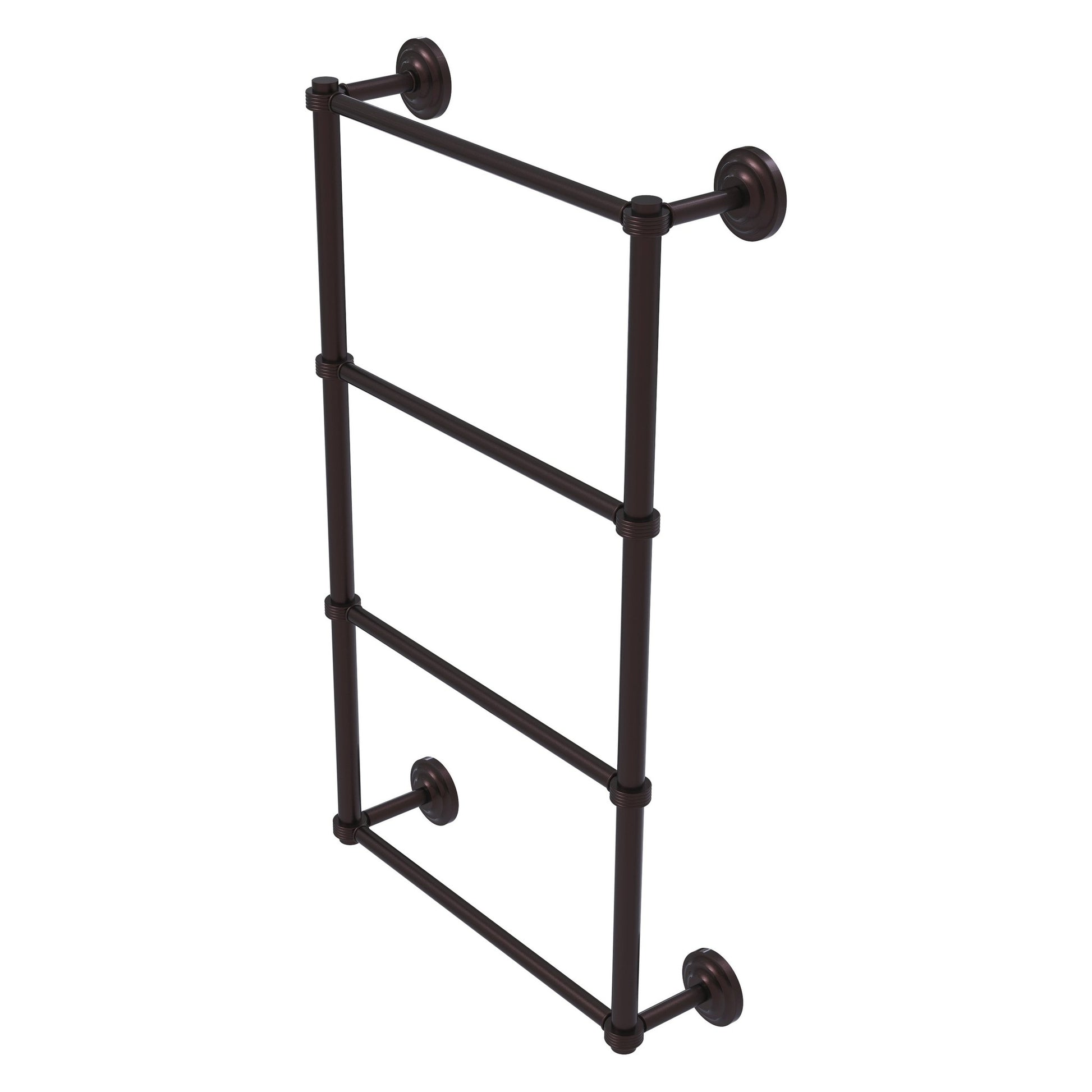 Allied Brass Que New 36" x 5.4" Antique Bronze Solid Brass 4-Tier 36 Inches Ladder Towel Bar With Grooved Detail