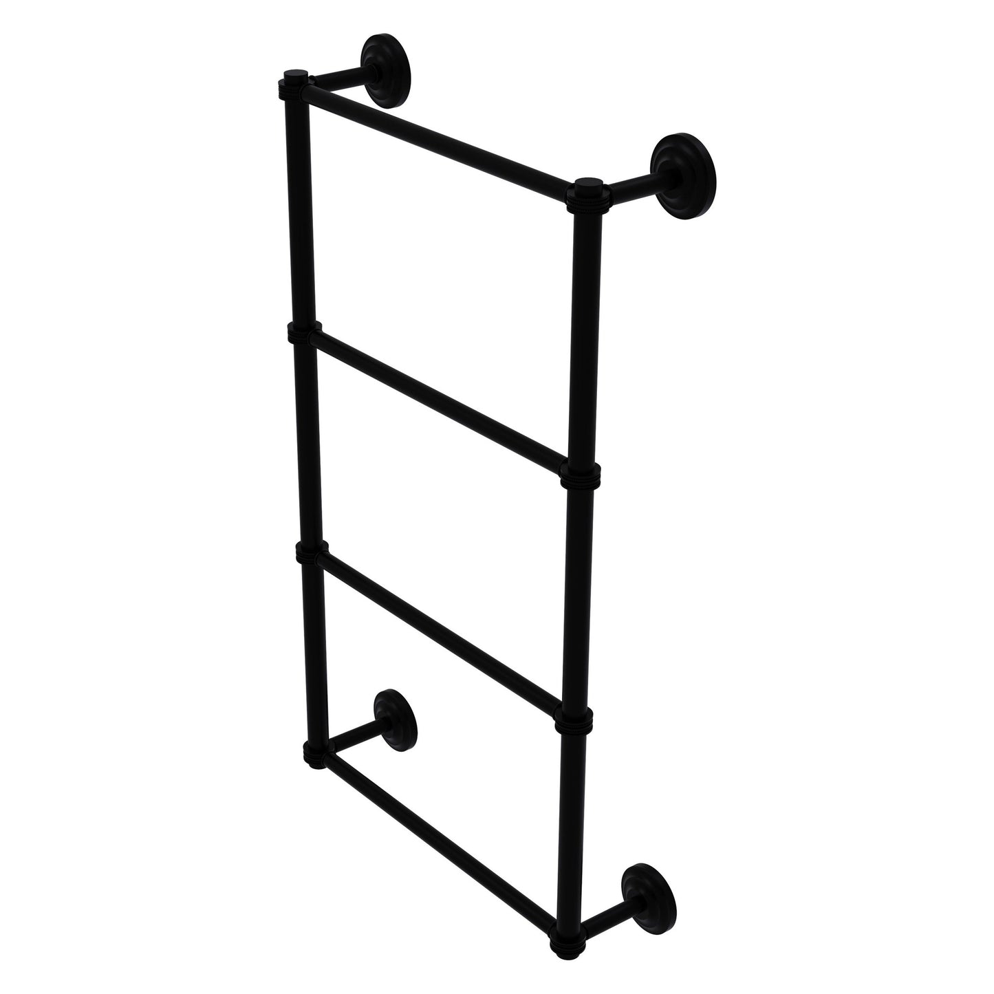 Allied Brass Que New 36" x 5.4" Matte Black Solid Brass 4-Tier 36 Inches Ladder Towel Bar With Dotted Detail