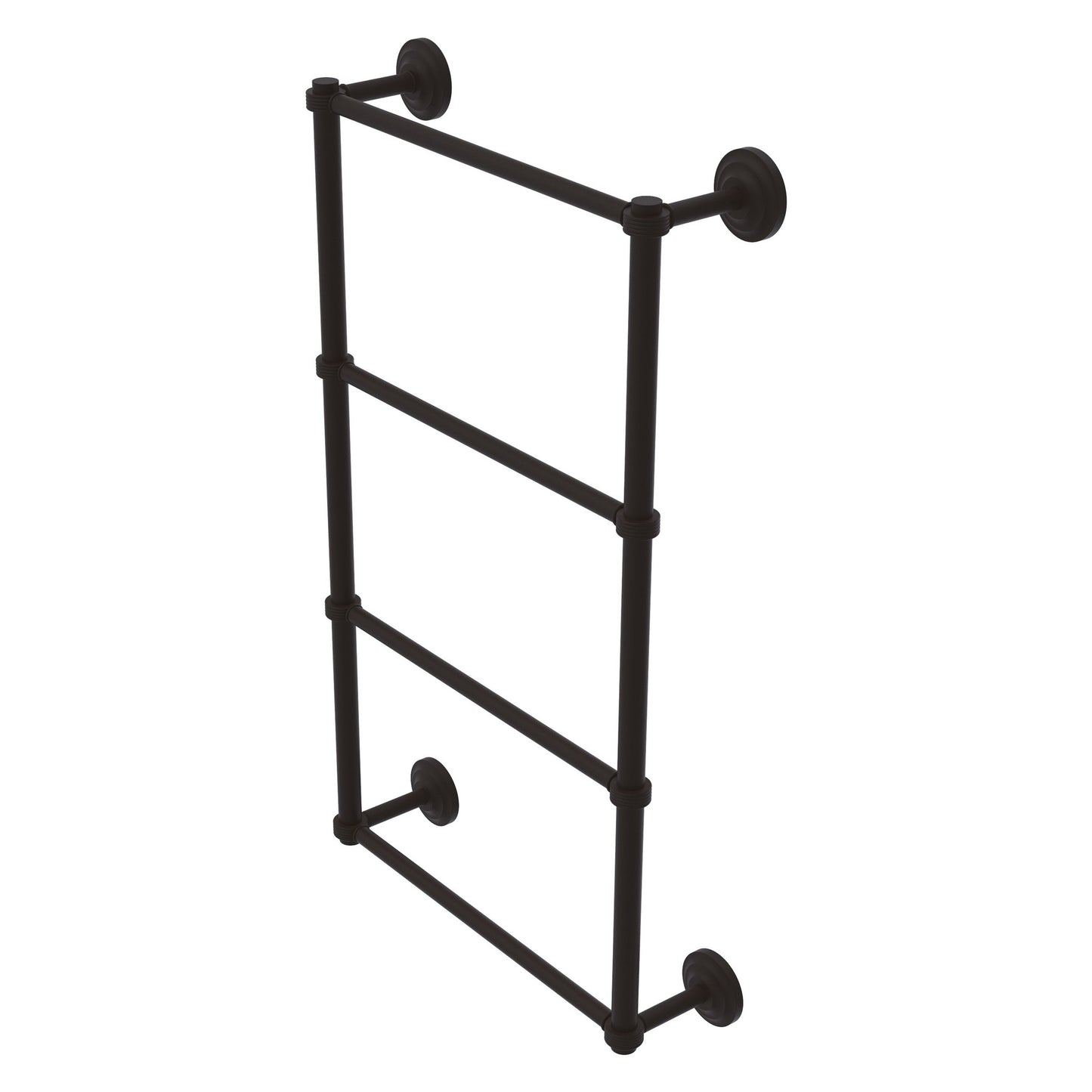 Allied Brass Que New 36" x 5.4" Oil Rubbed Bronze Solid Brass 4-Tier 36 Inches Ladder Towel Bar With Grooved Detail