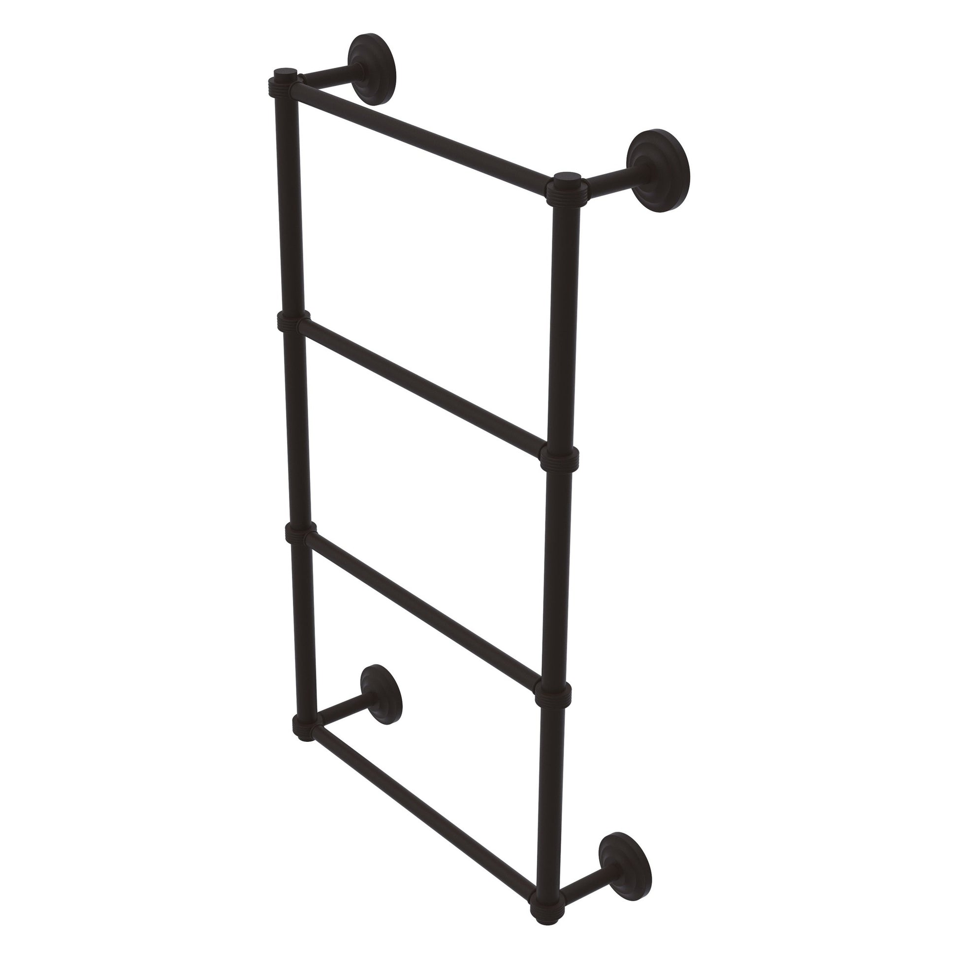 Allied Brass Que New 36" x 5.4" Oil Rubbed Bronze Solid Brass 4-Tier 36 Inches Ladder Towel Bar With Grooved Detail